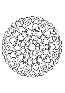 Printable Coloring Page for adults : Mandala with thick strokes