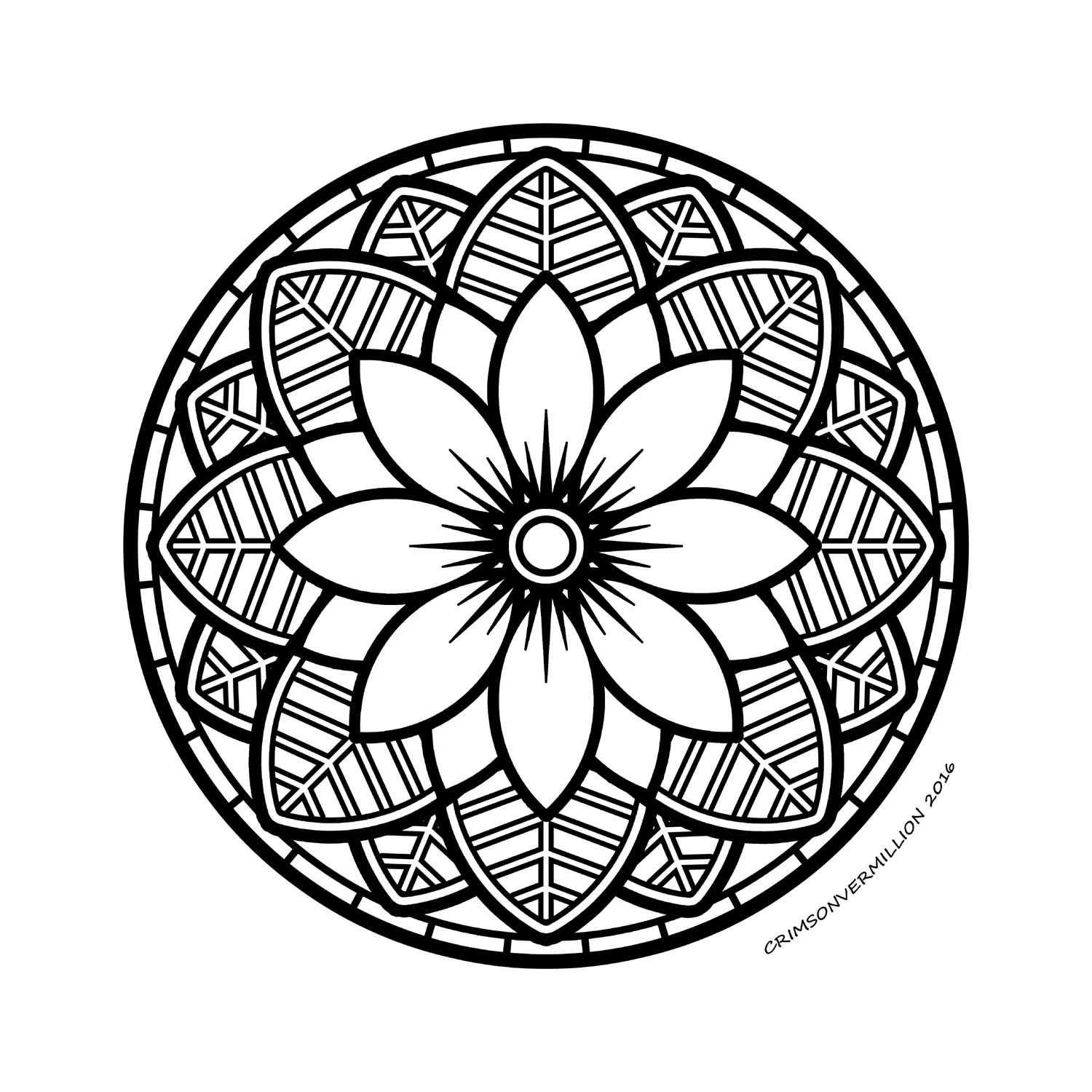 Compass of the path (Printable Crimson Vermillion Coloring Page for adults)