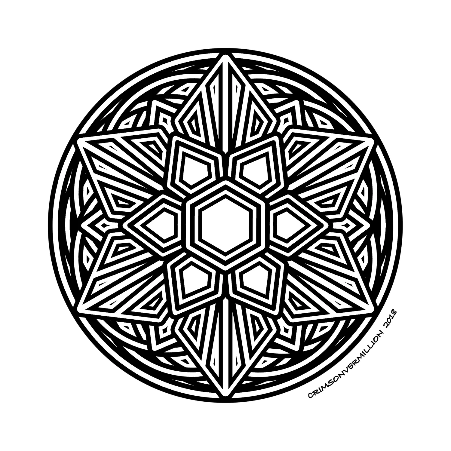 Elemental forces (Printable Mandalas Coloring Page for adults)