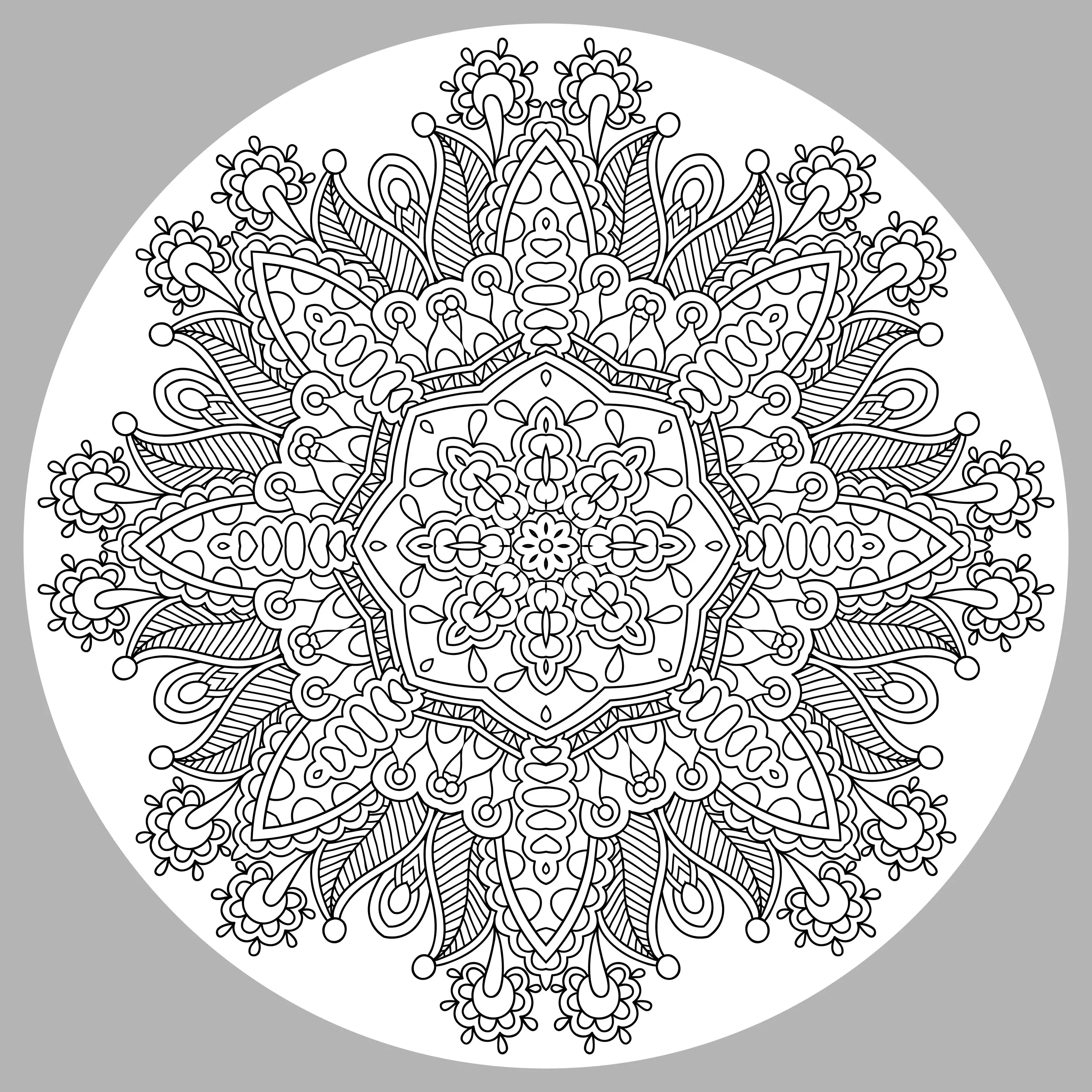 Mandala by karakotsya - 1 (Printable Coloring Page for adults)