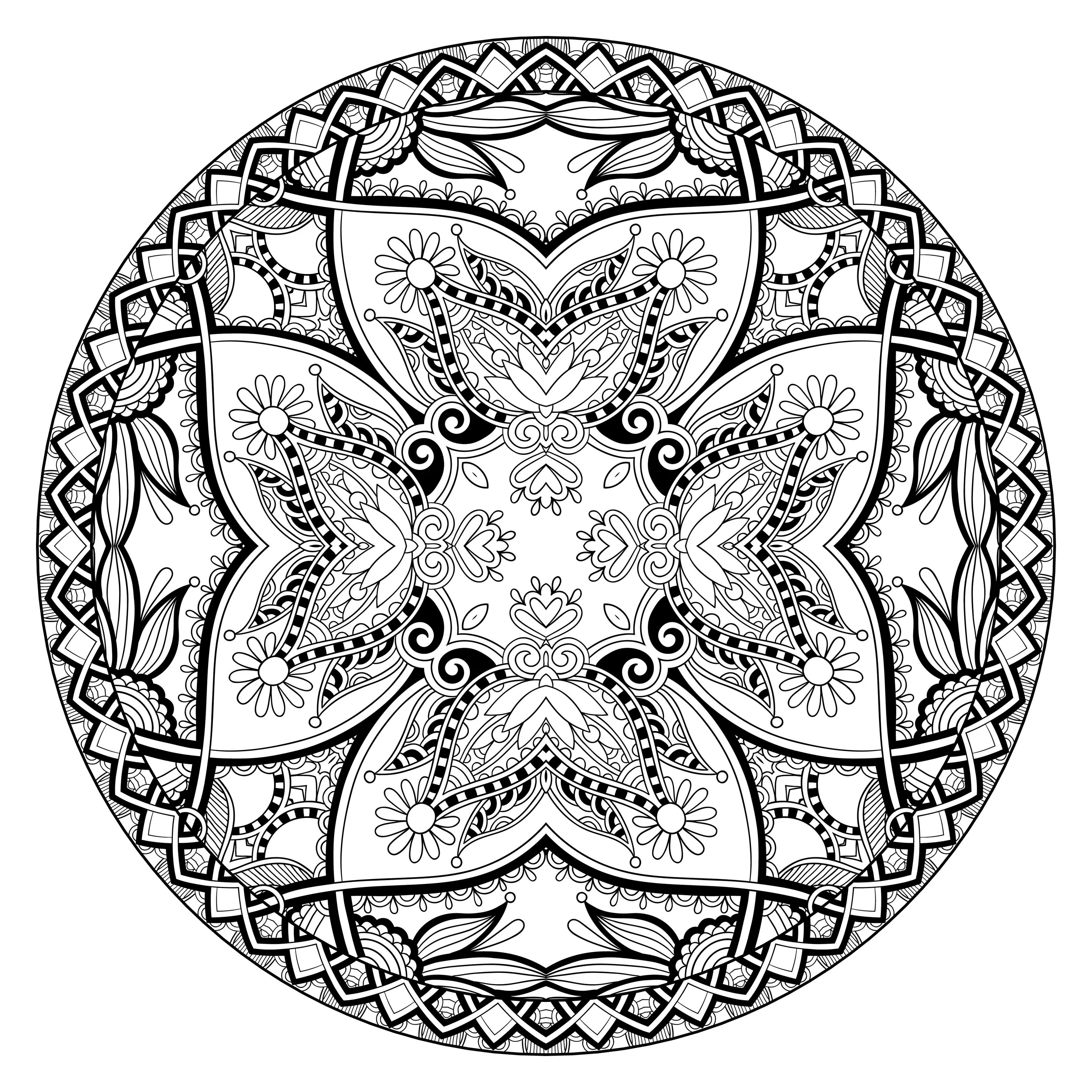 Mandala by karakotsya - 2 (Printable Coloring Page for adults)