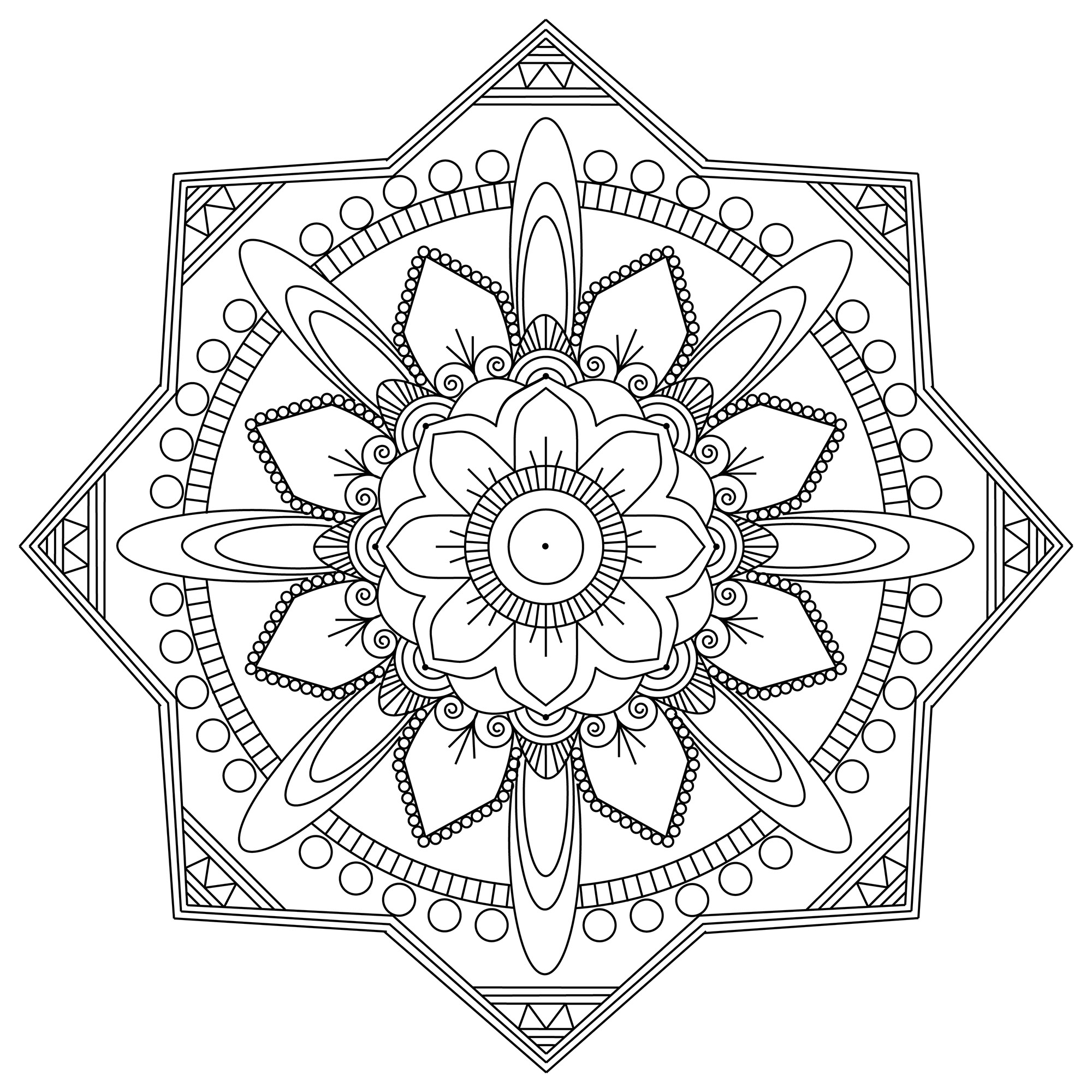 Exclusive Mandala, with squares and circular patterns, Artist : MPC Design