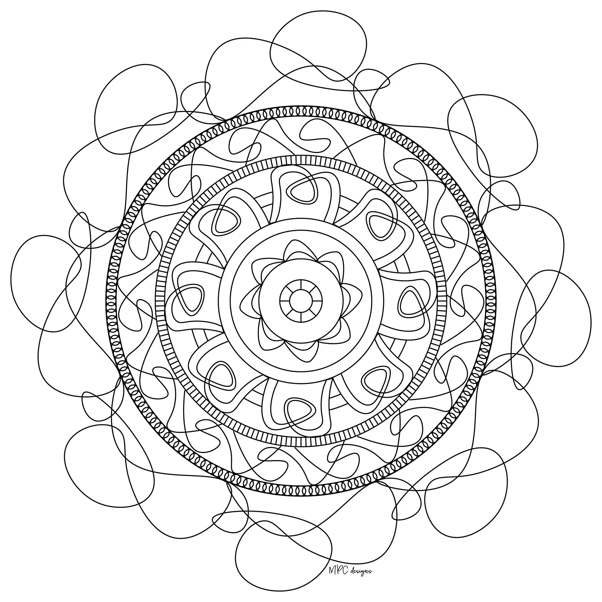 Mandala mpc design - 6 (Printable Coloring Page for adults)
