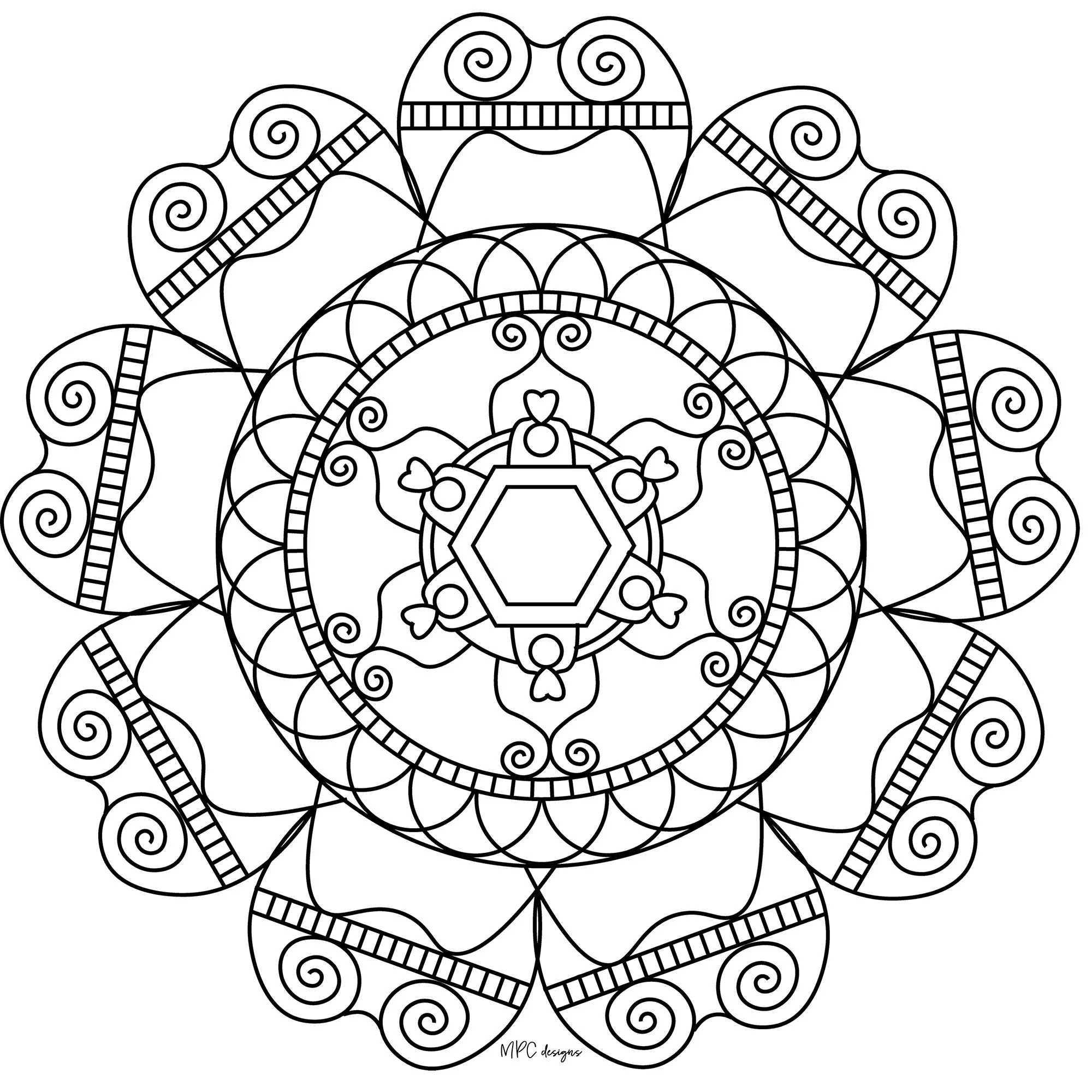 Mandala mpc design - 8 (Printable Coloring Page for adults)