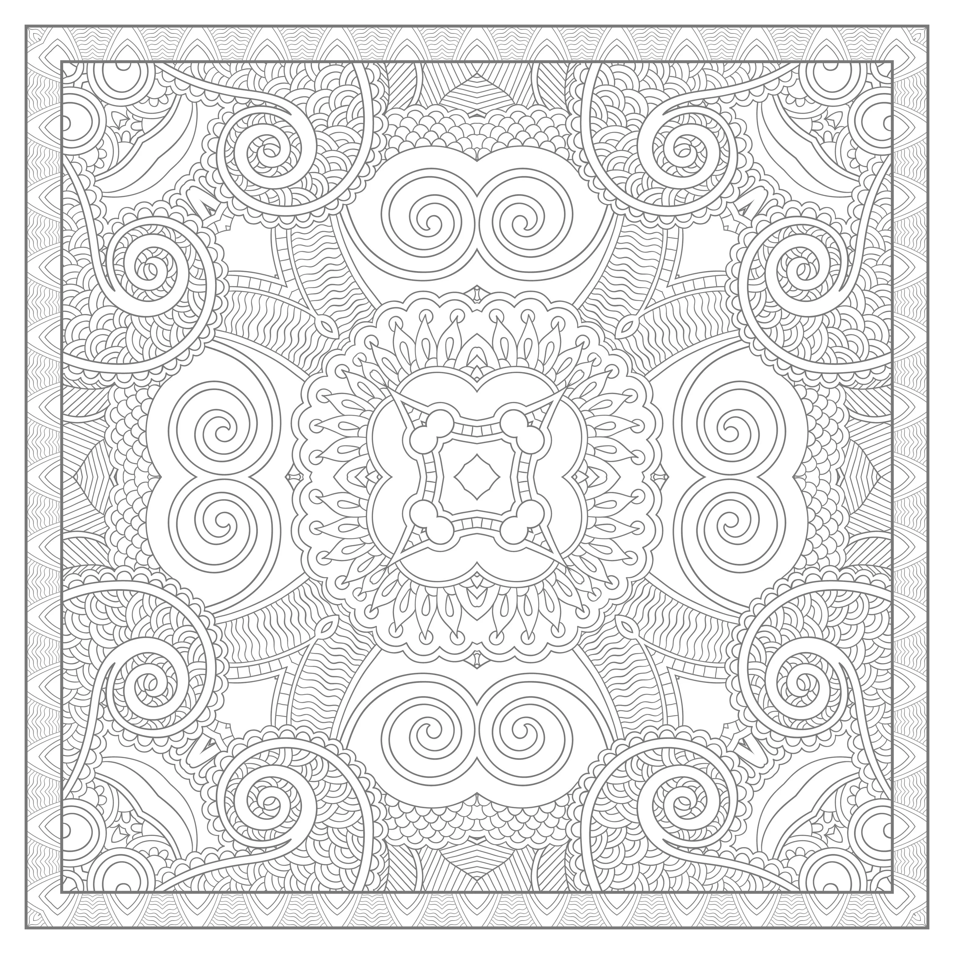 Square-mandala-by-karakotsya-3 (Printable Mandala Coloring pages for kids Coloring Page for adults)