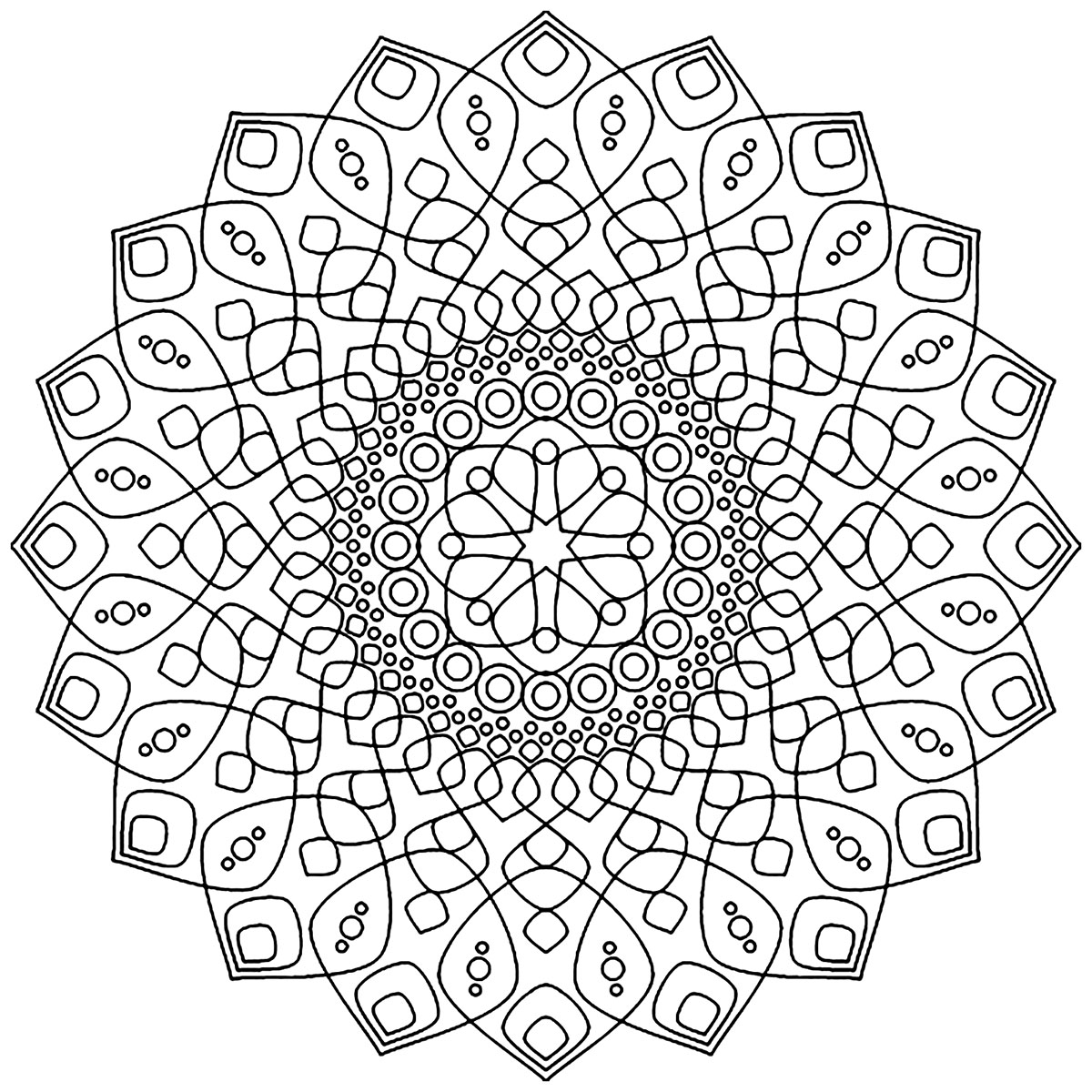 If you are ready to spend some minutes of relaxation, get ready to color this complex and really hypnotic Mandala ...