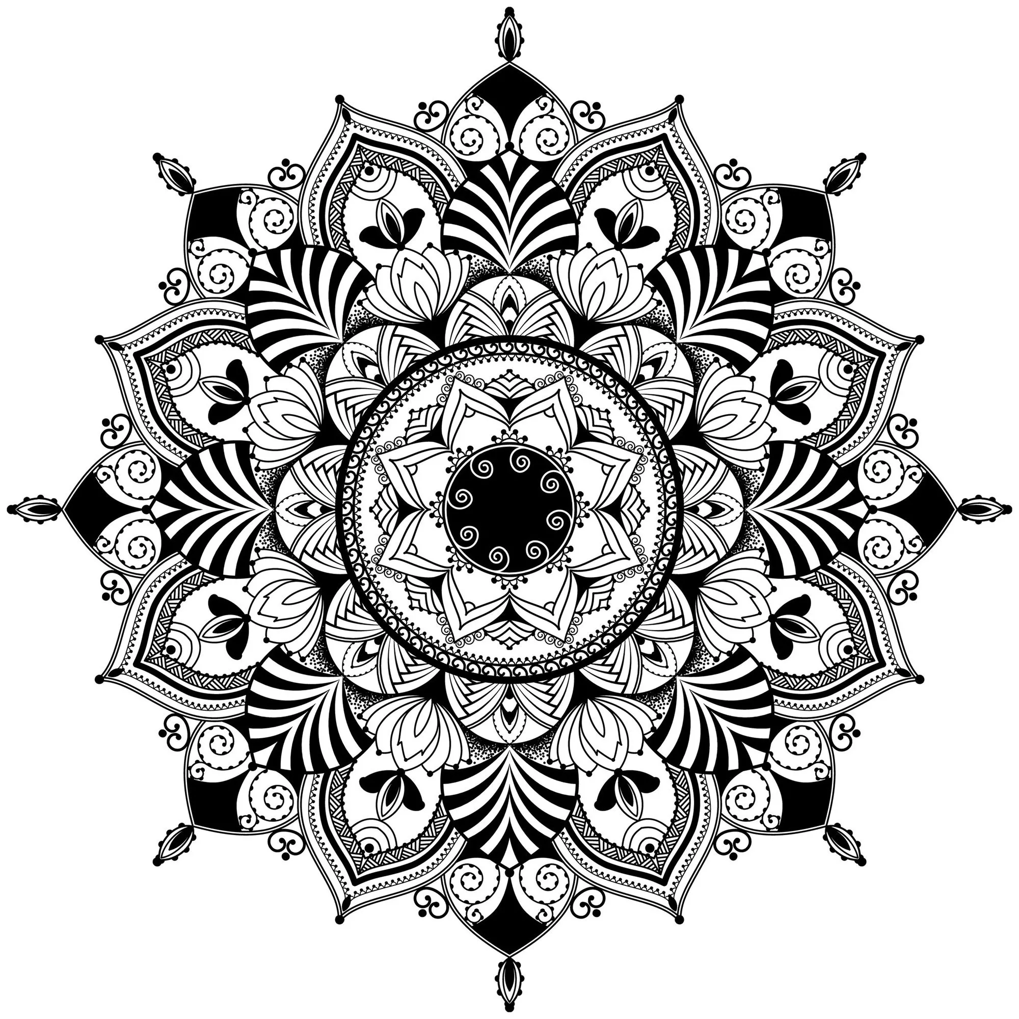 Mandala / zentagle inspired illustration (Printable Coloring Page for adults)