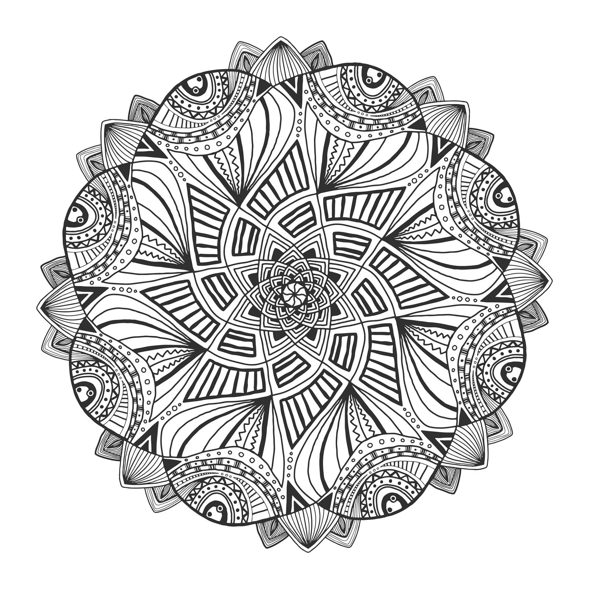 Ornamental floral mandala (Printable Coloring Page for adults)