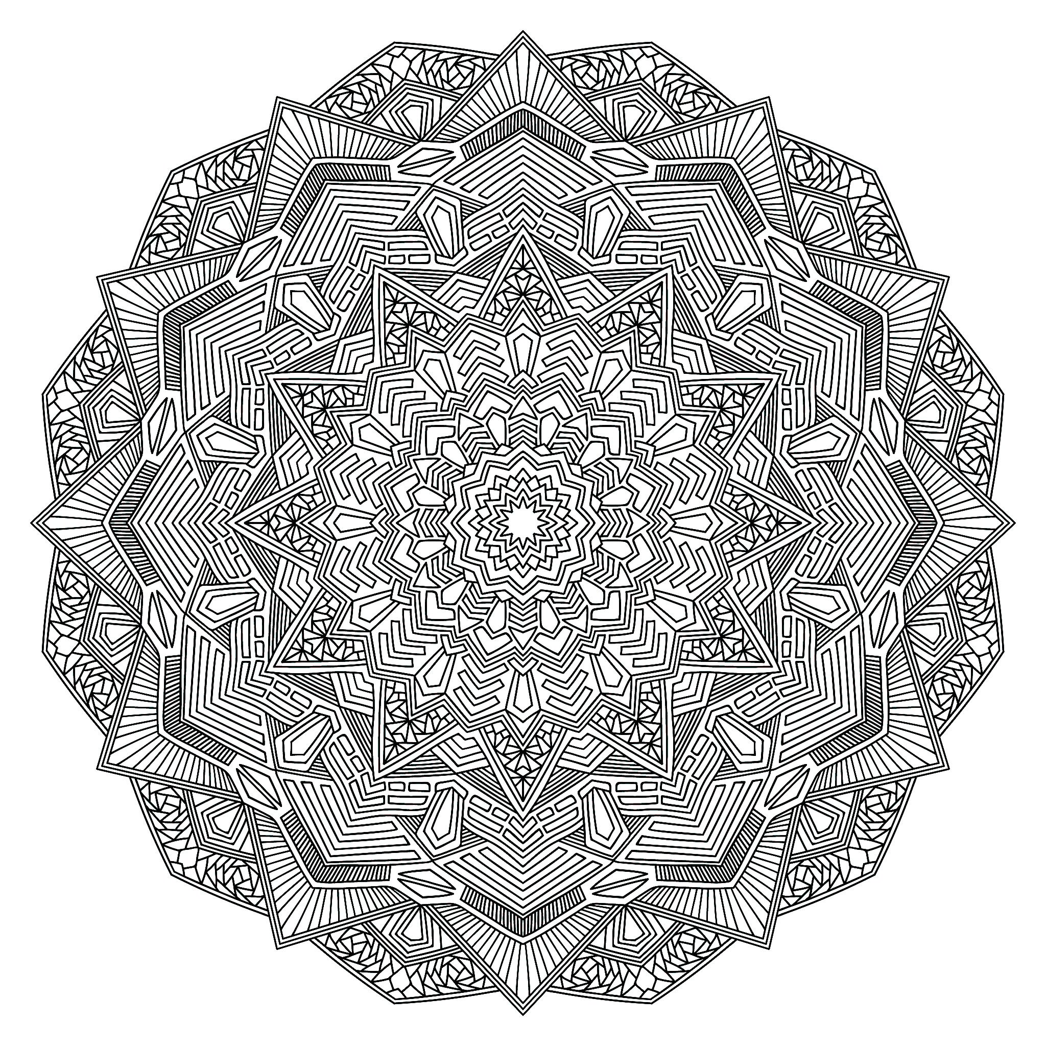 Coloring Page : Outline Mandala Flower Printable Coloring Page for adults : Outline Mandala Flower