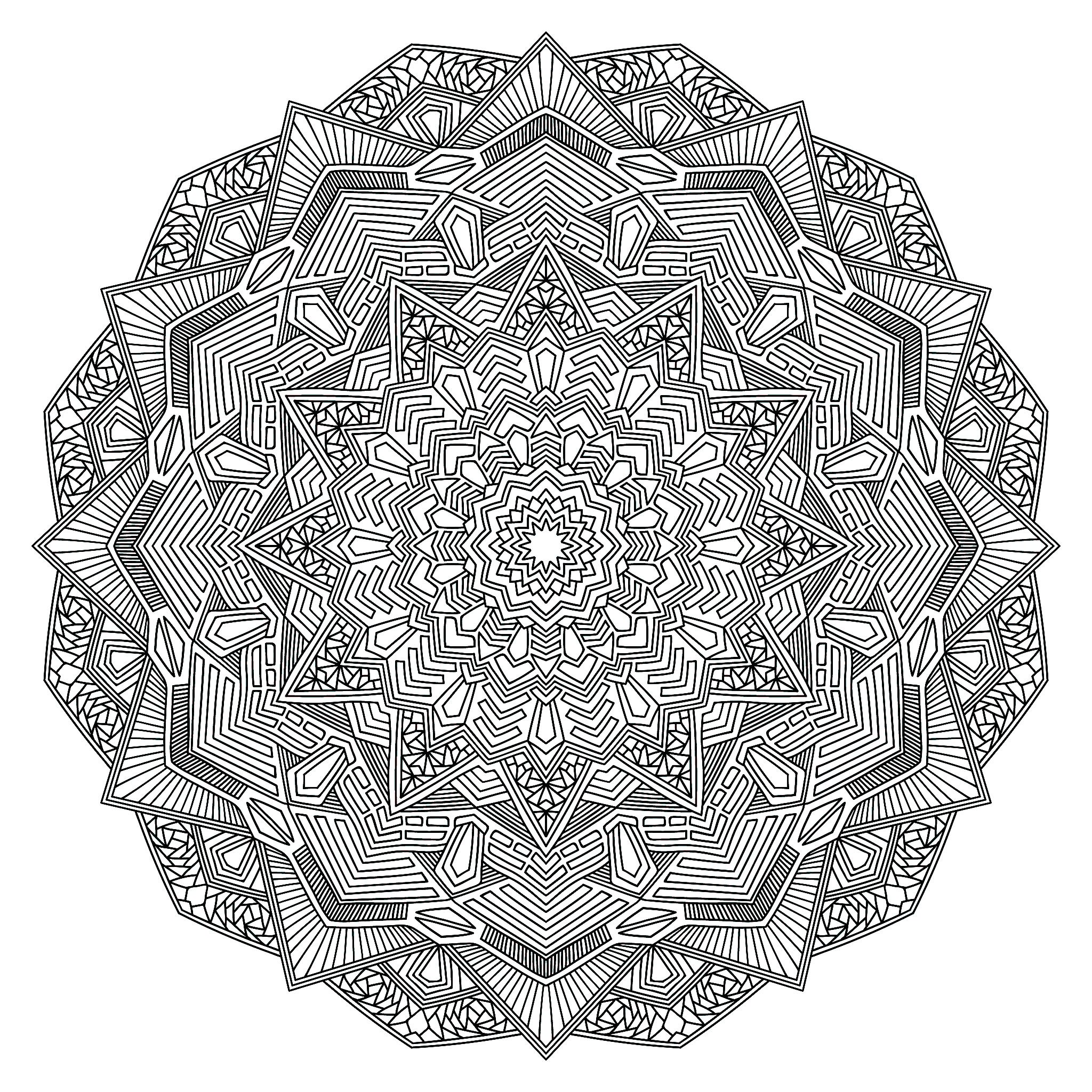 Outline Mandala Flower - M&alas Adult Coloring Pages