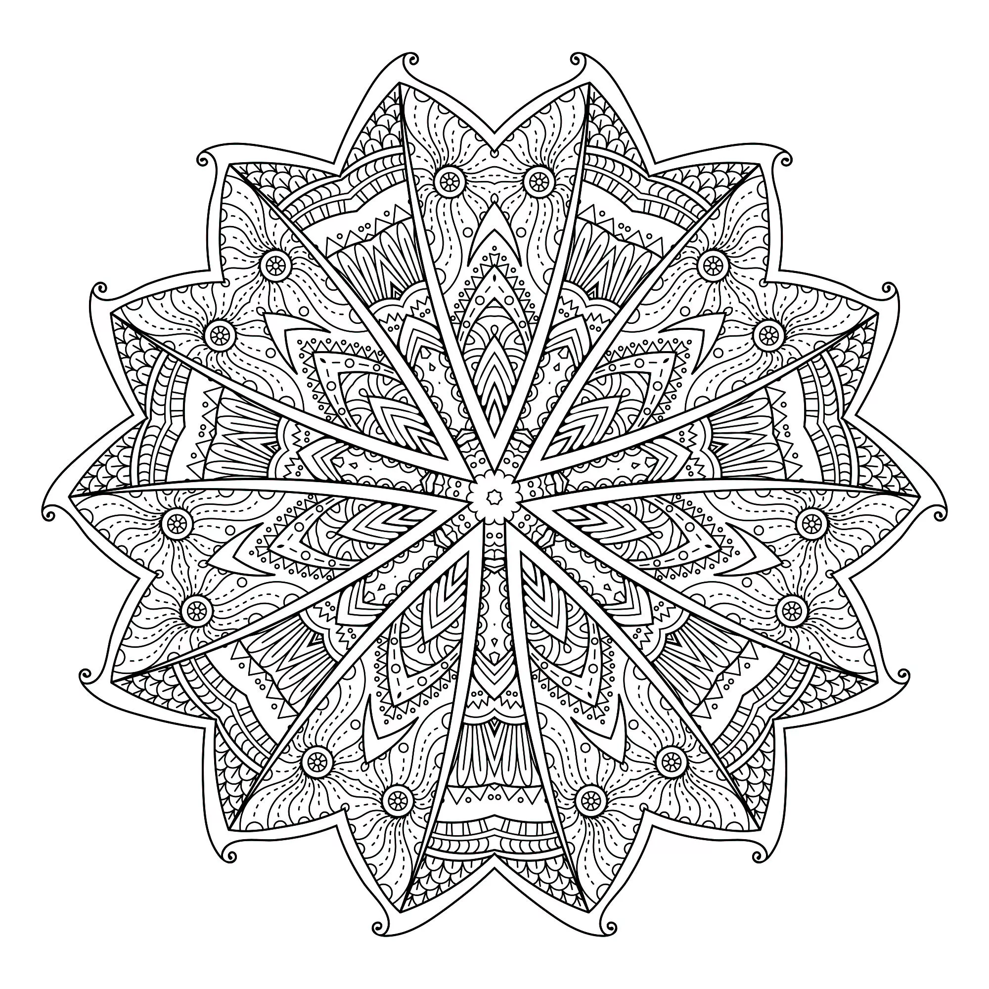 Abstract decorative background (Printable Mandalas Coloring Page for adults)