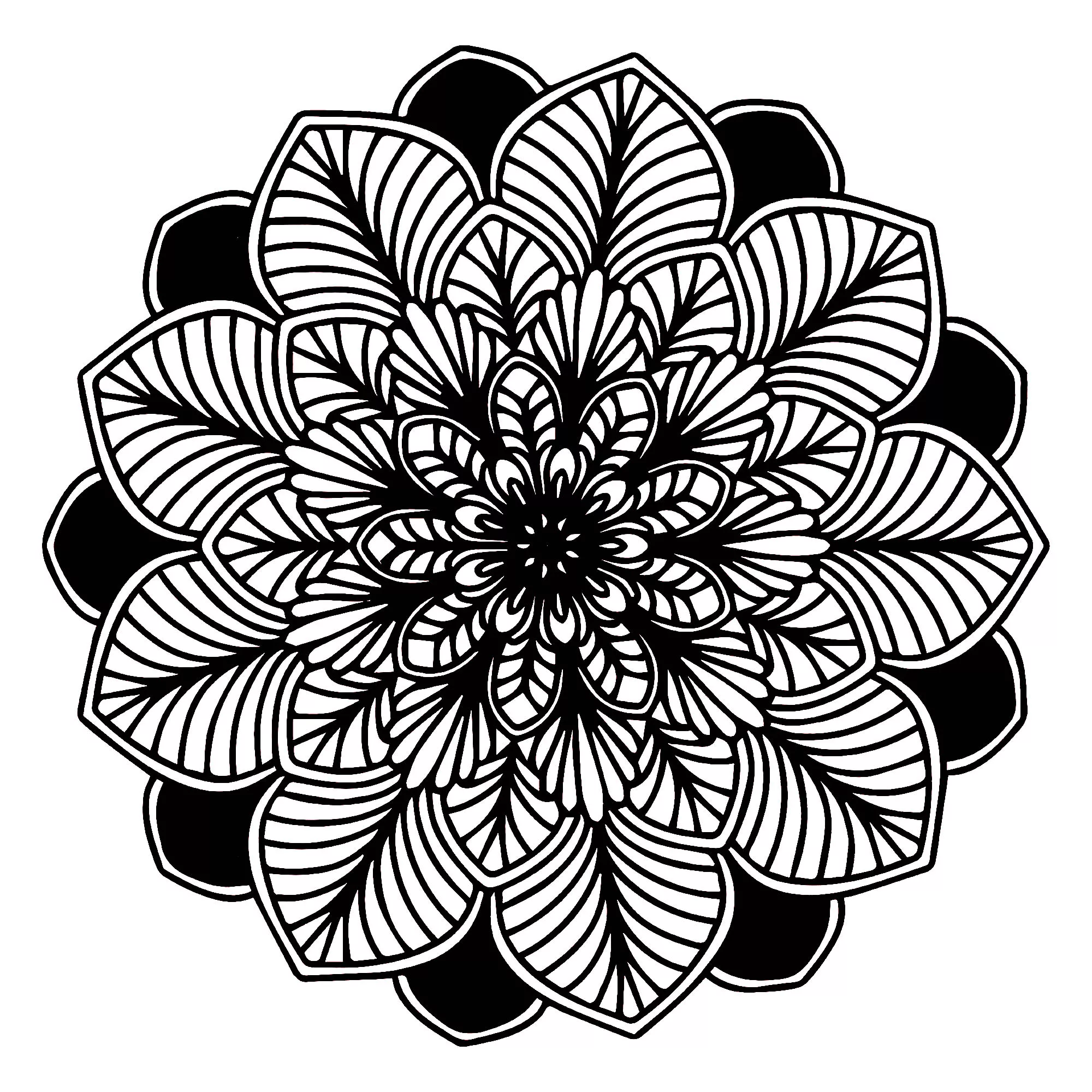 Black & White Mandala (Printable Coloring Page for adults)