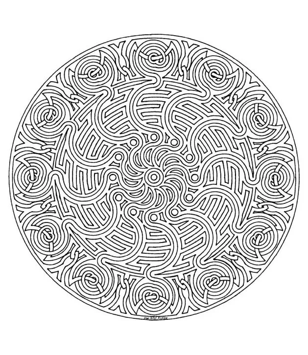 Labyrinth and celtic Mandala (Printable Coloring Page for adults)