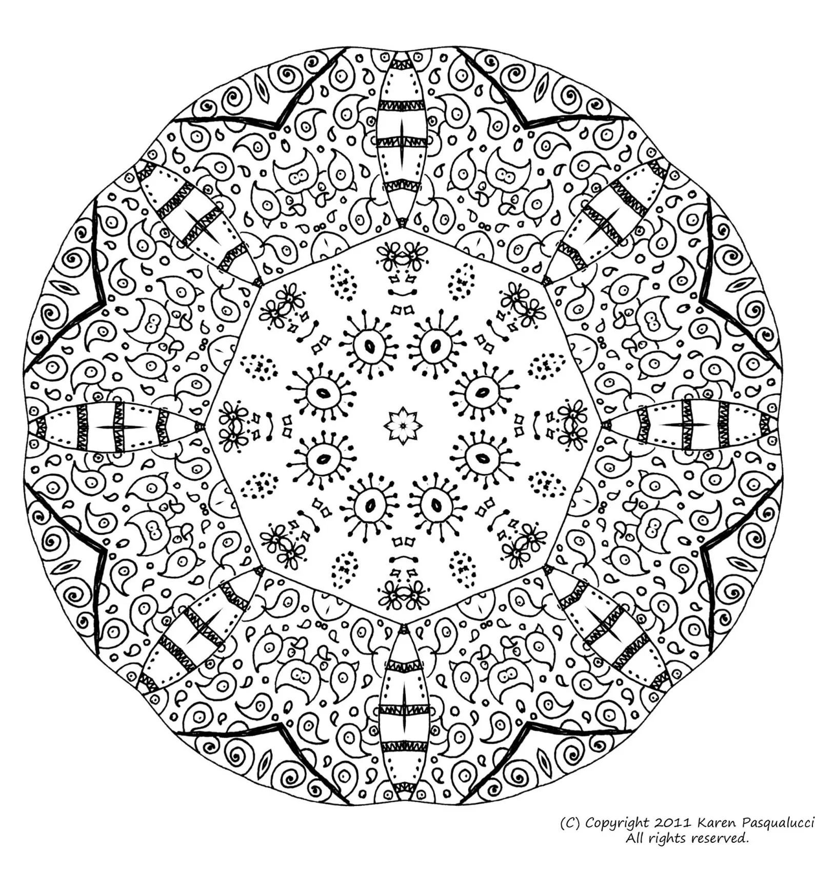 Mandala - 6 (Printable Coloring Page for adults)
