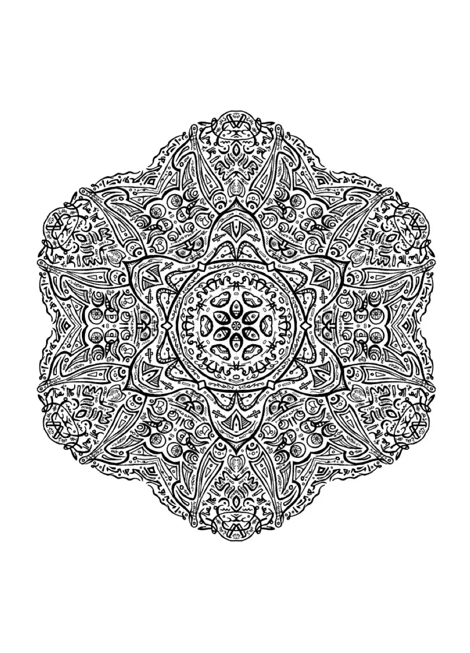 Complex and curious Mandala (Printable Coloring Page for adults)