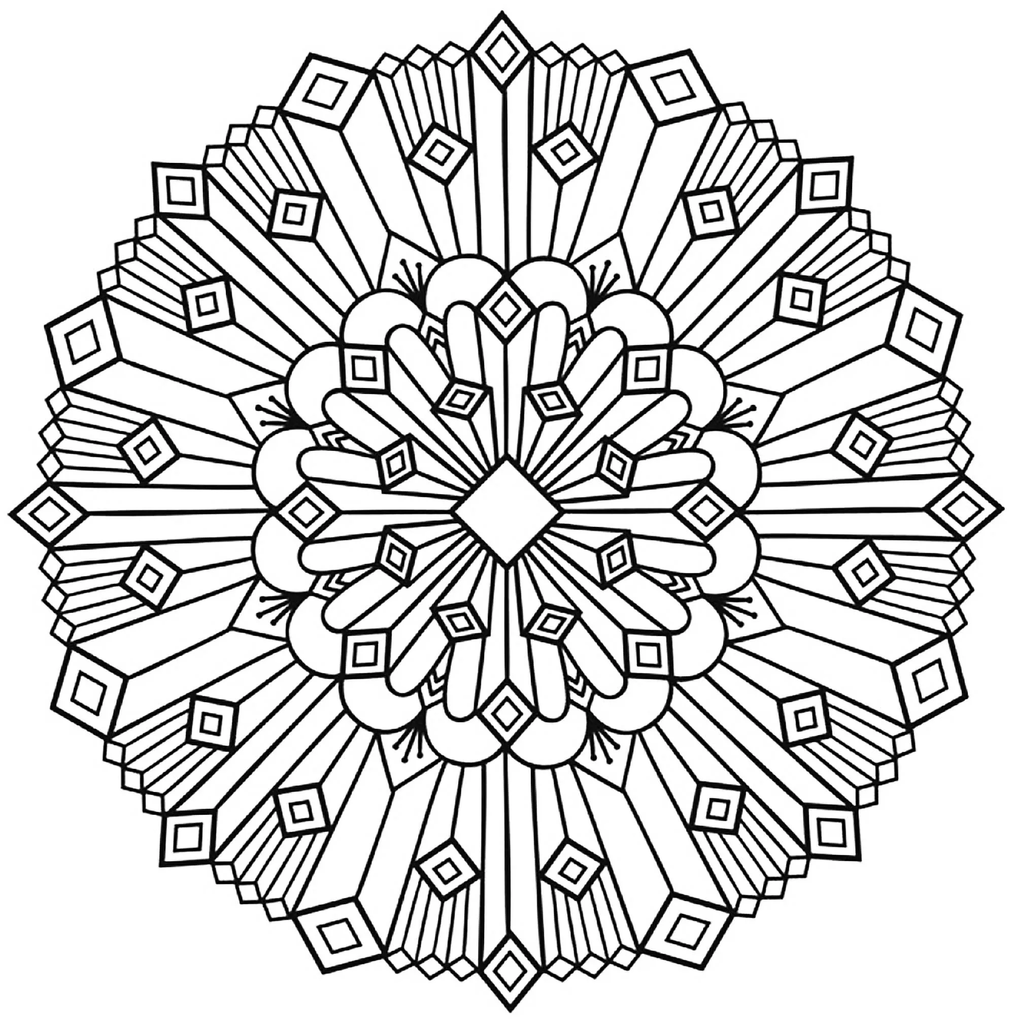 Mandala art deco simple (Printable Coloring Page for adults)