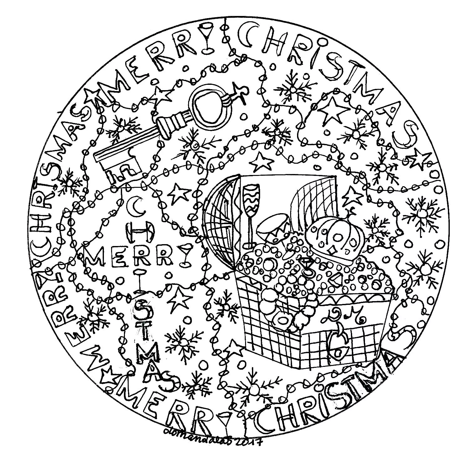 Mandala christmas domandalas (Printable Coloring Page for adults)