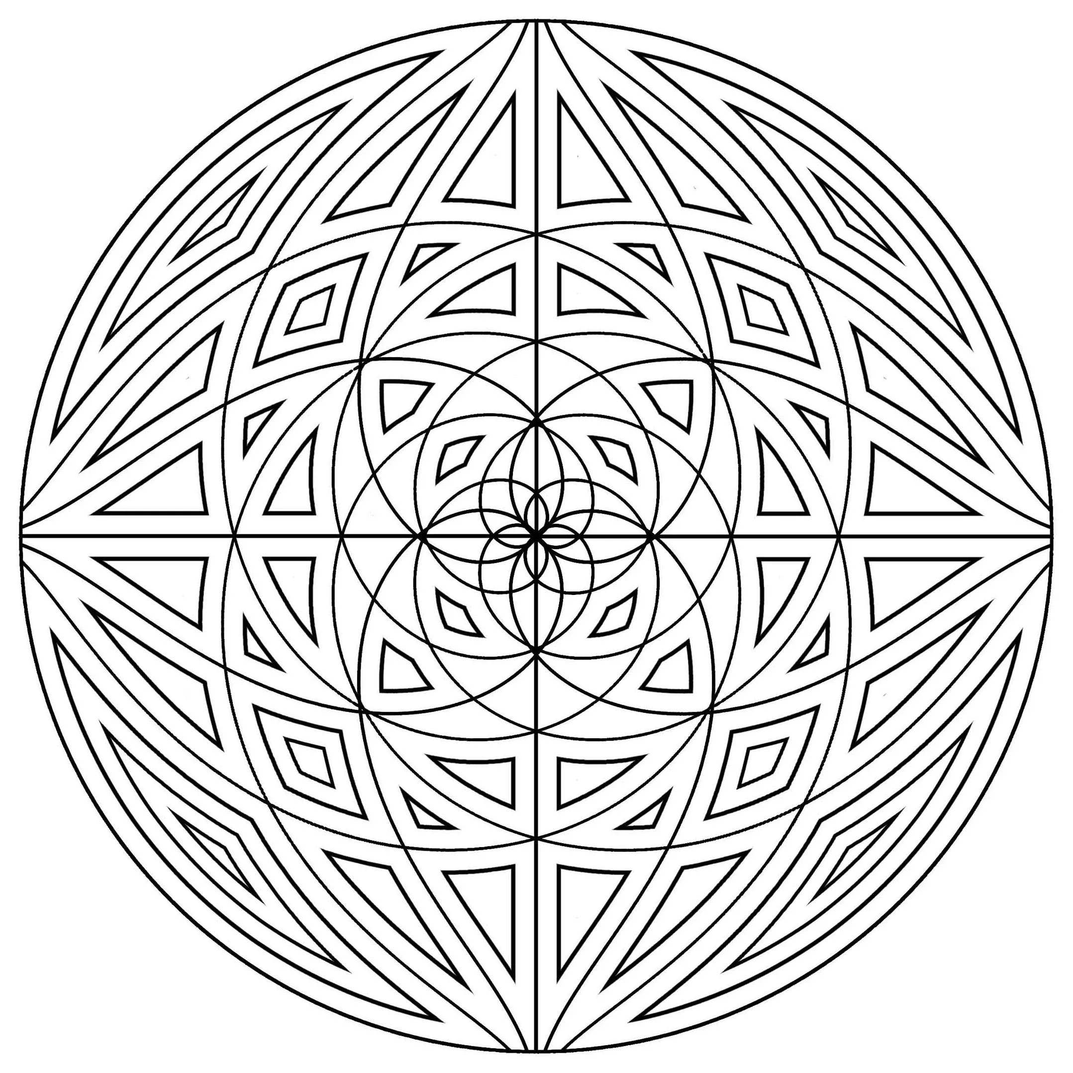 Mandala concentric lines (Printable Coloring Page for adults)