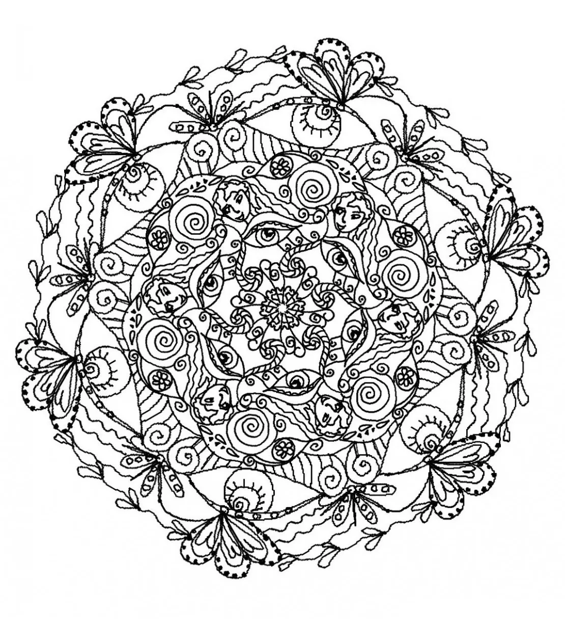 Mandala-5 (Printable Art Nouveau Coloring Page for adults)