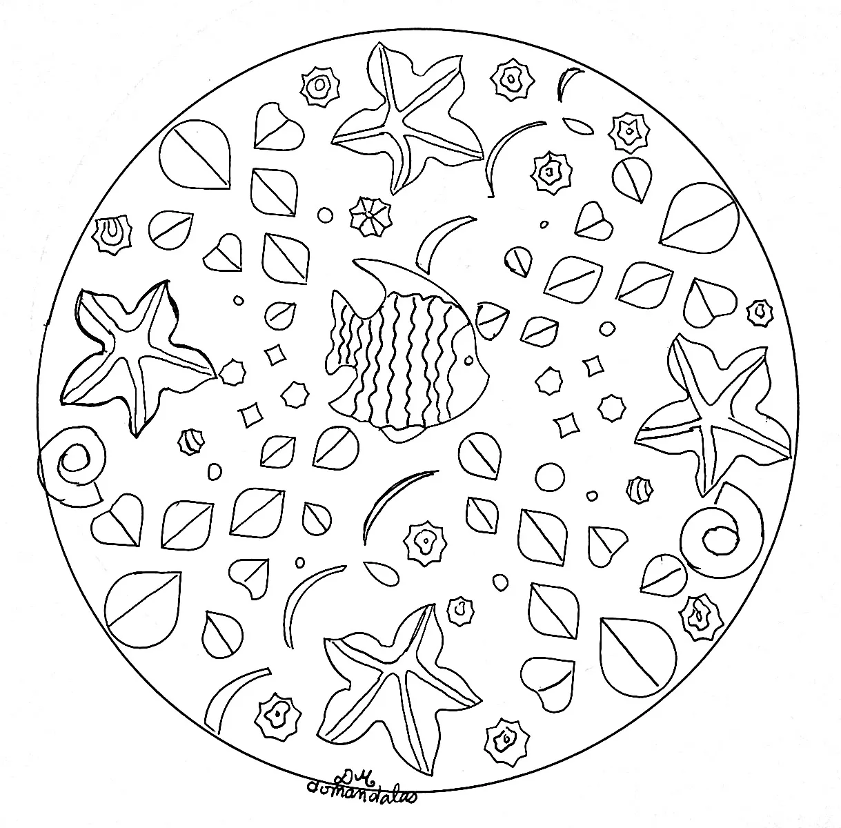 Mandala domandalas aquarium (Printable Coloring Page for adults)