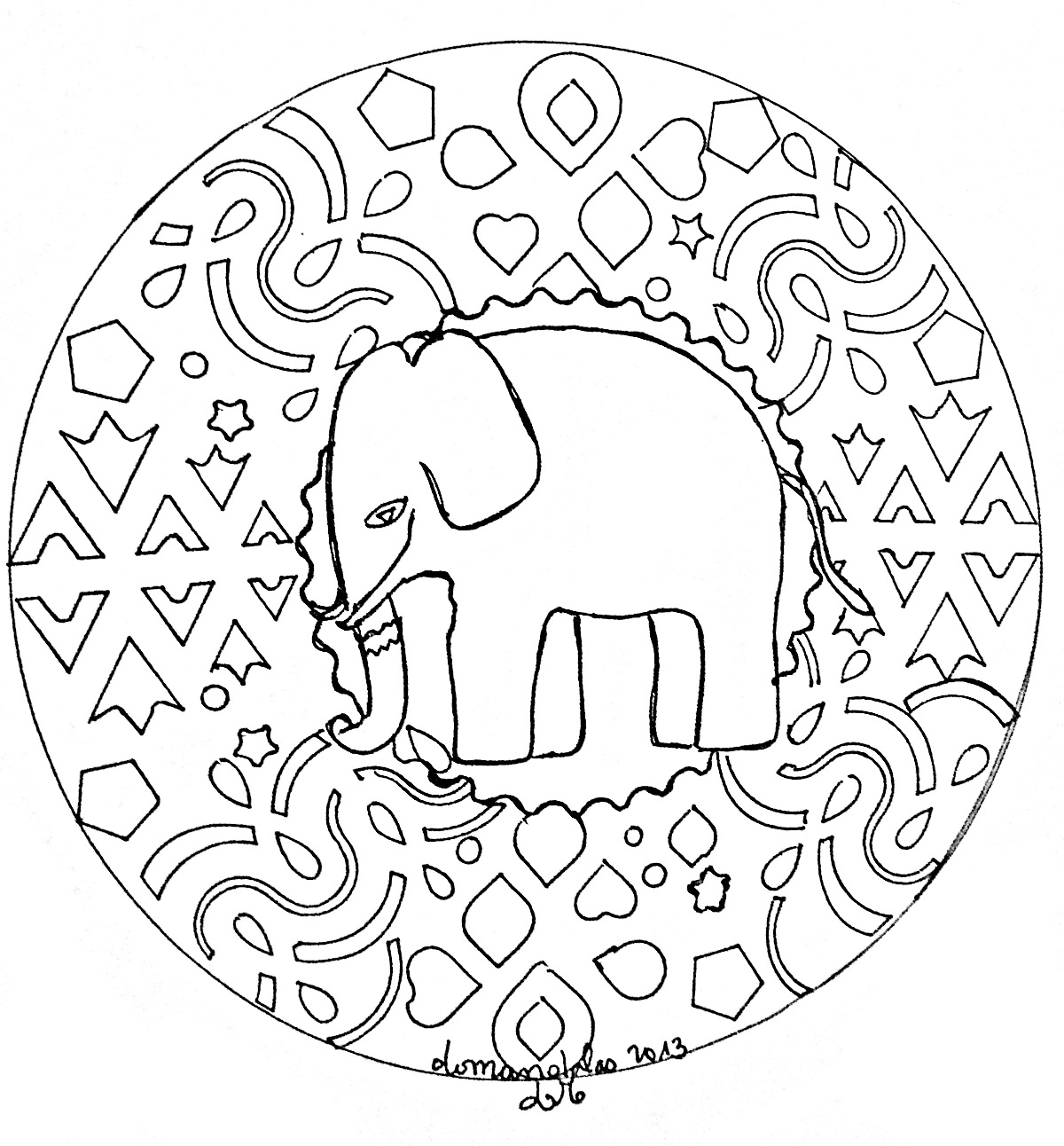 mandala elephant coloring pages easy - photo #32
