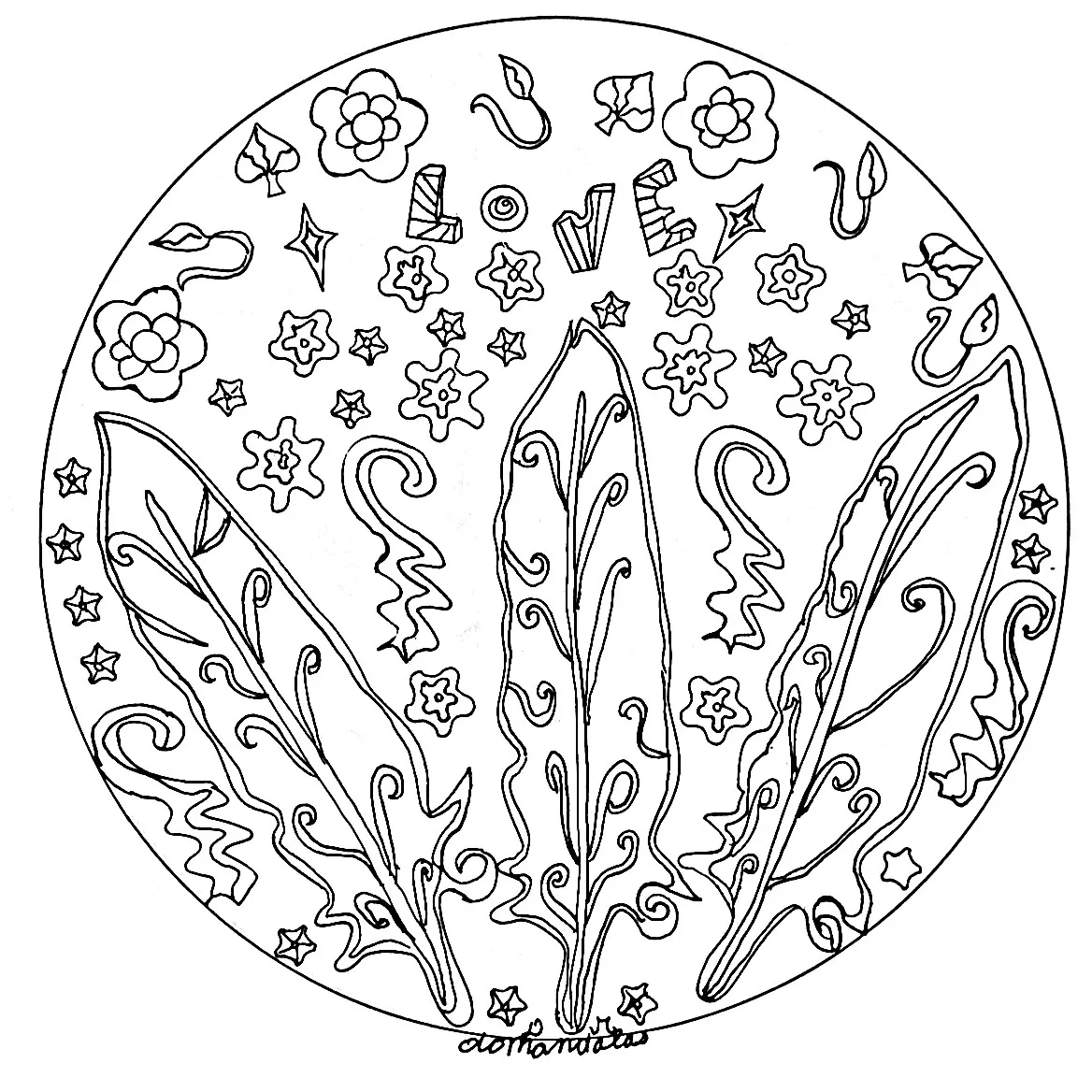 Mandala feathers (Printable Coloring Page for adults)