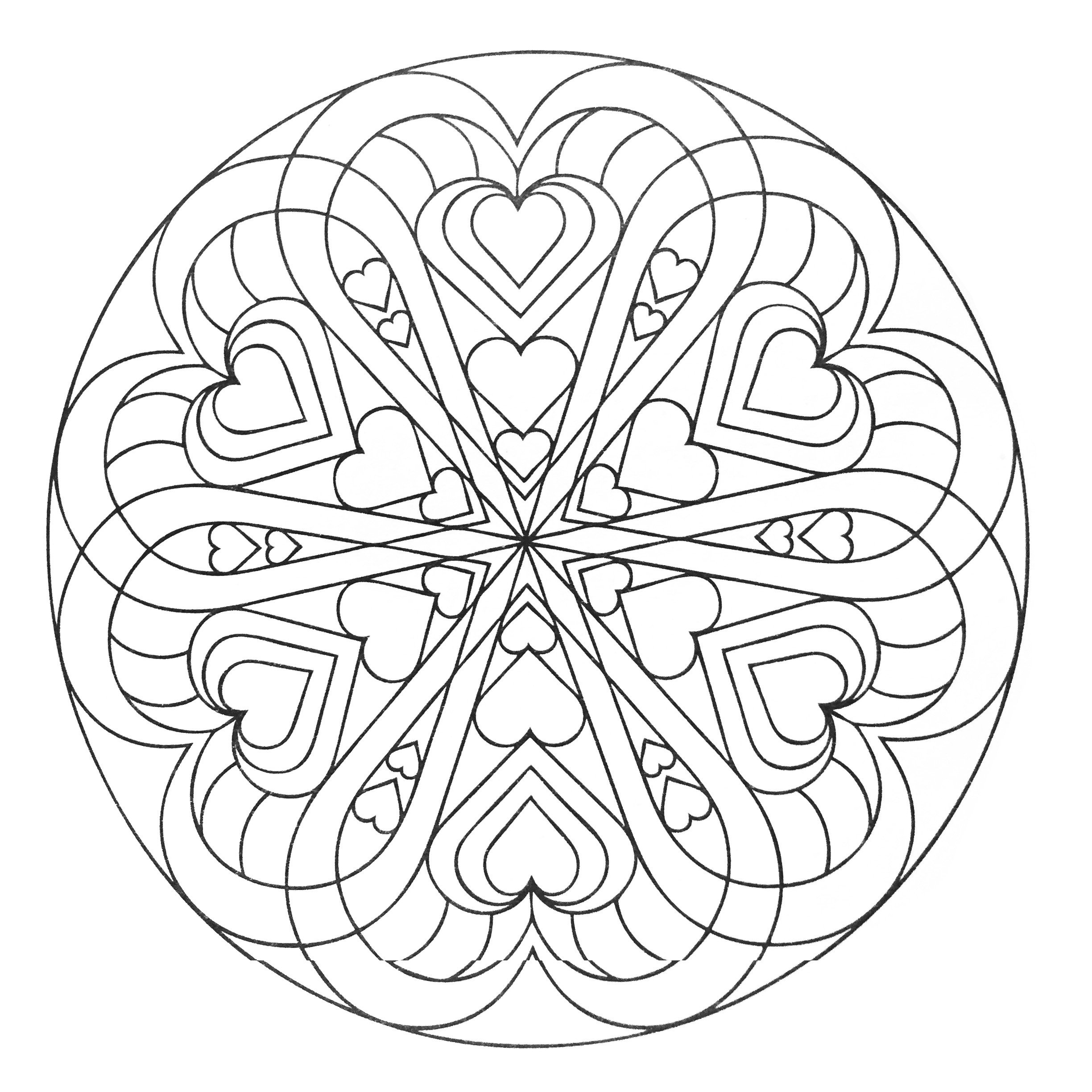 Coloring Page : Mandala hearts Printable Coloring Page for adults : Mandala hearts