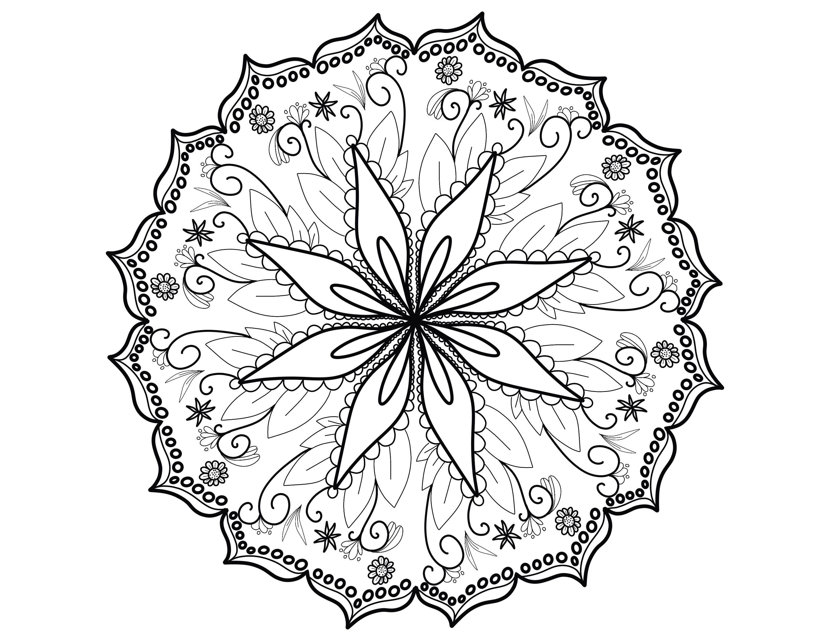 Mandala made of elegant flowers - Mandalas Adult Coloring Pages