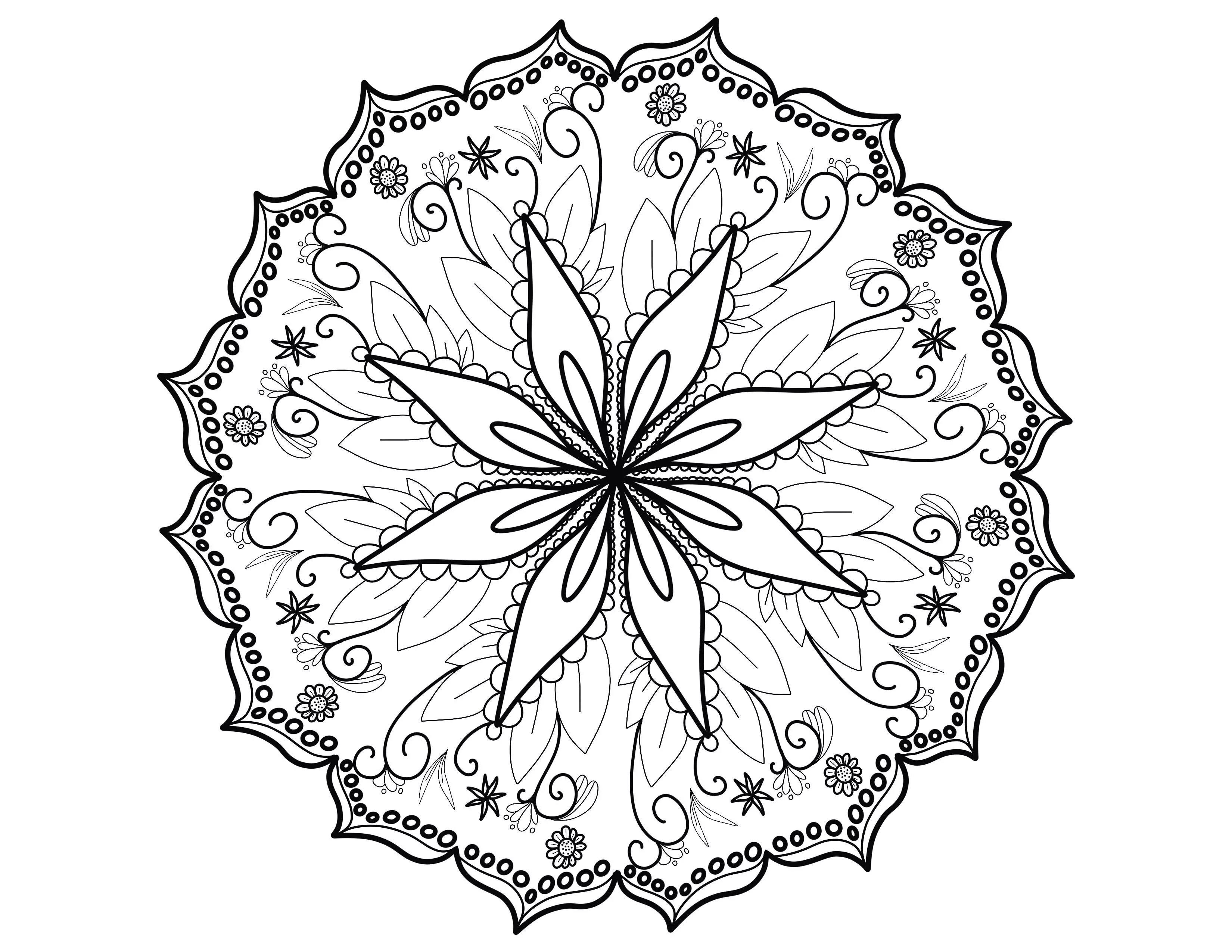 Fine and elegant Mandala (Printable Coloring Page for adults)