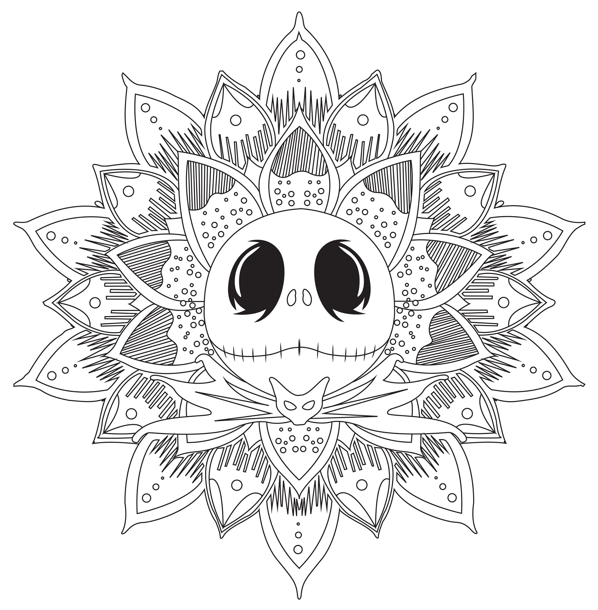 A Mandala inspired by The Nightmare Before Christmas and his main character, Artist : Axelle