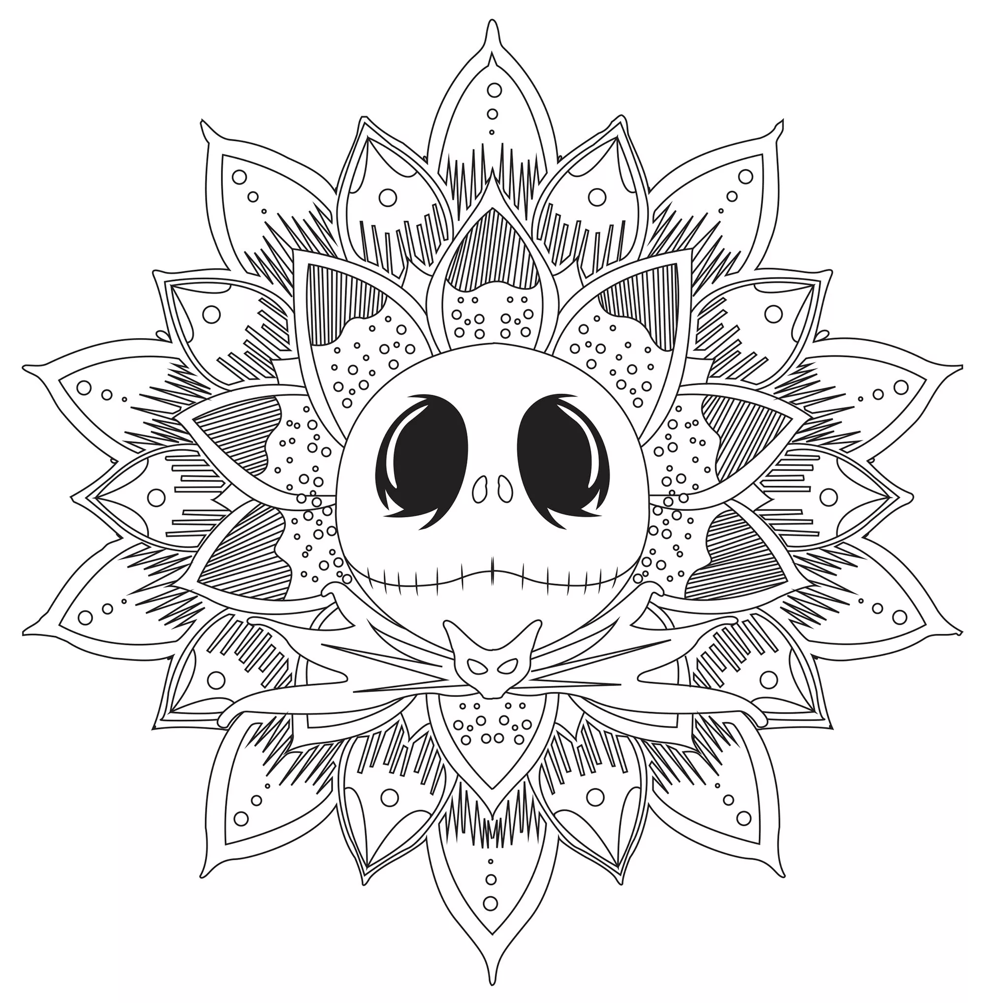 Jack Skellington Mandala (Printable Coloring Page for adults)