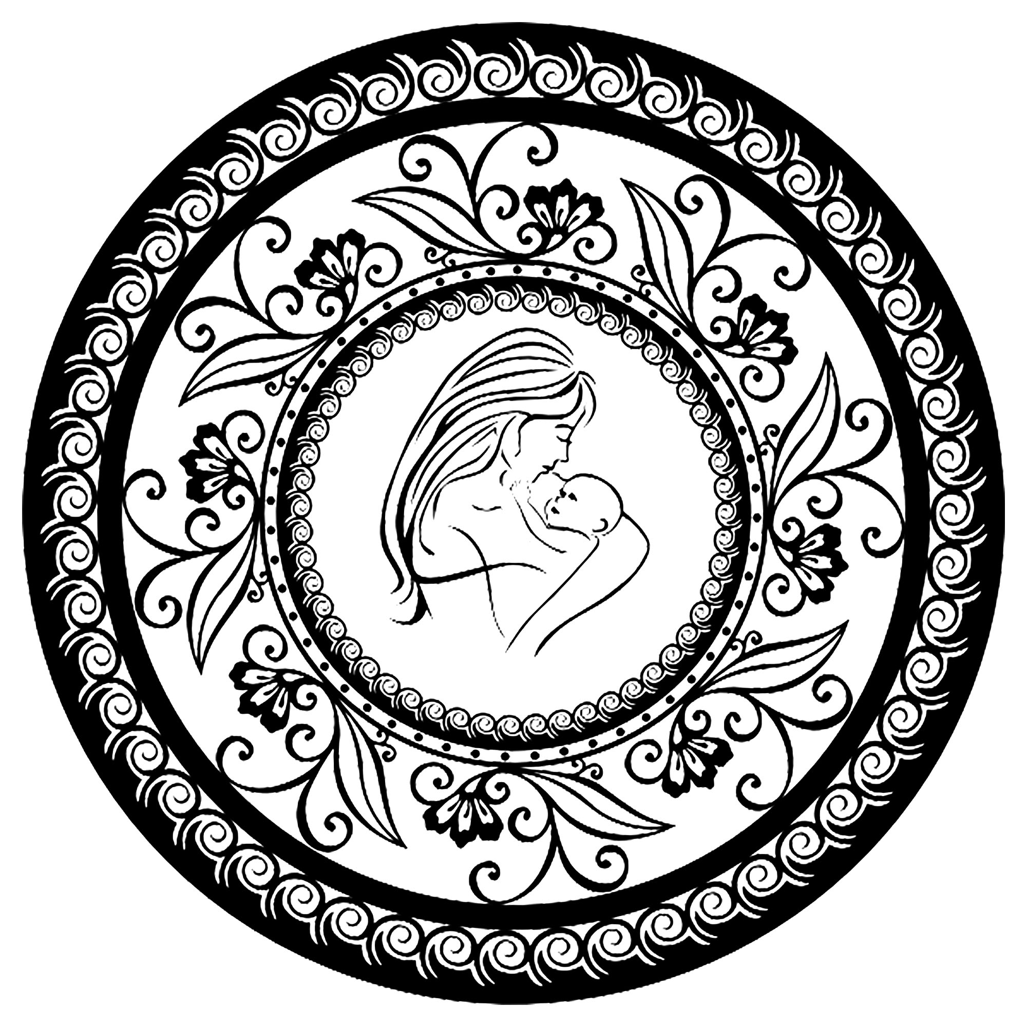 A Mandala to celebrate Mother's day - Mandalas Adult Coloring Pages