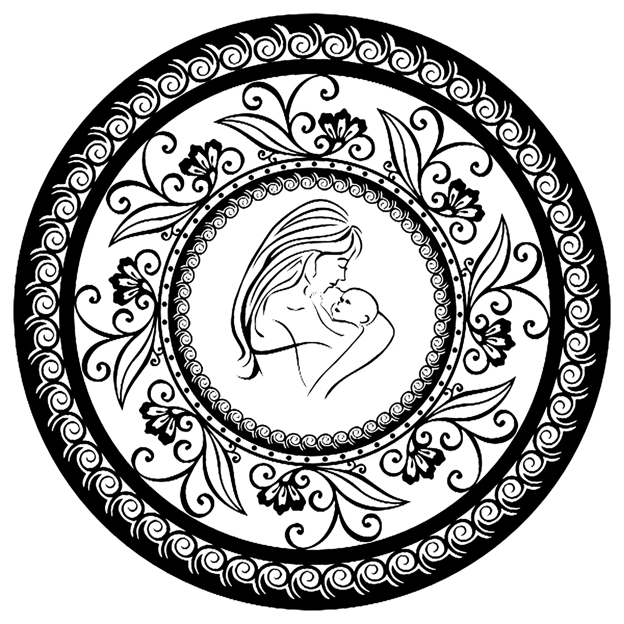 A Mandala to celebrate Mother's day (Printable Coloring Page for adults)