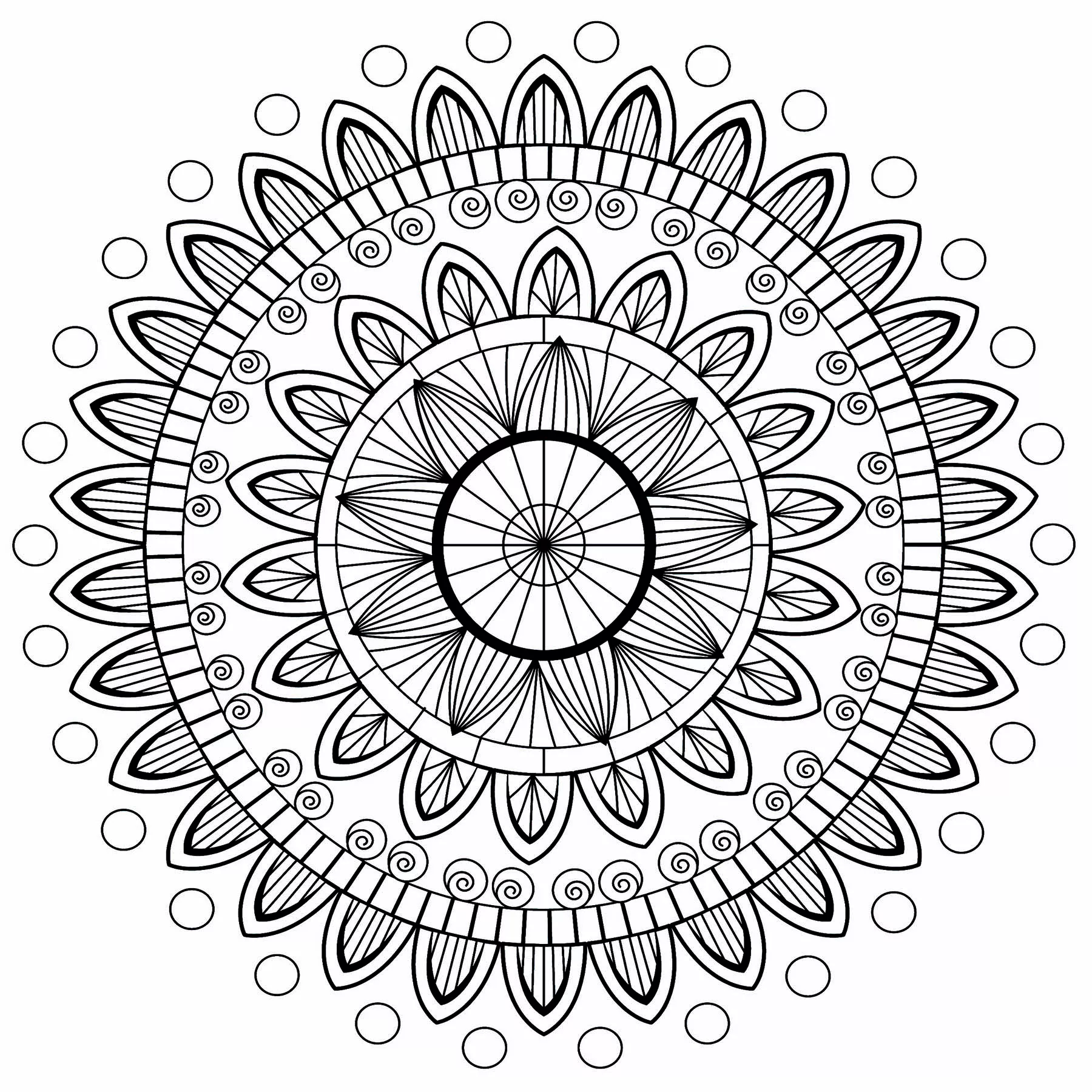 Mandala with petals (Printable Coloring Page for adults)