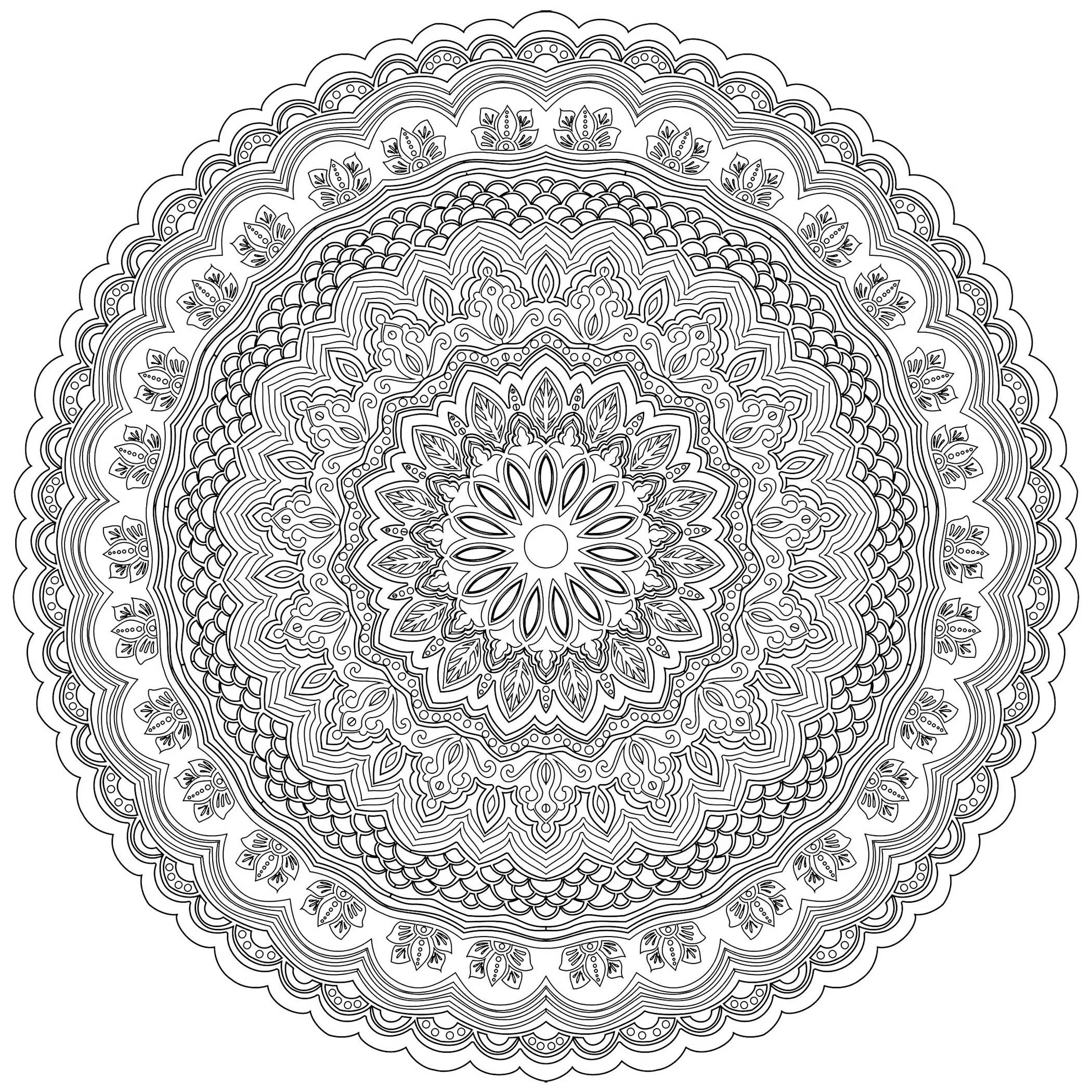 Zen and Anti-Stress Mandala - 10 (Printable Coloring Page for adults)