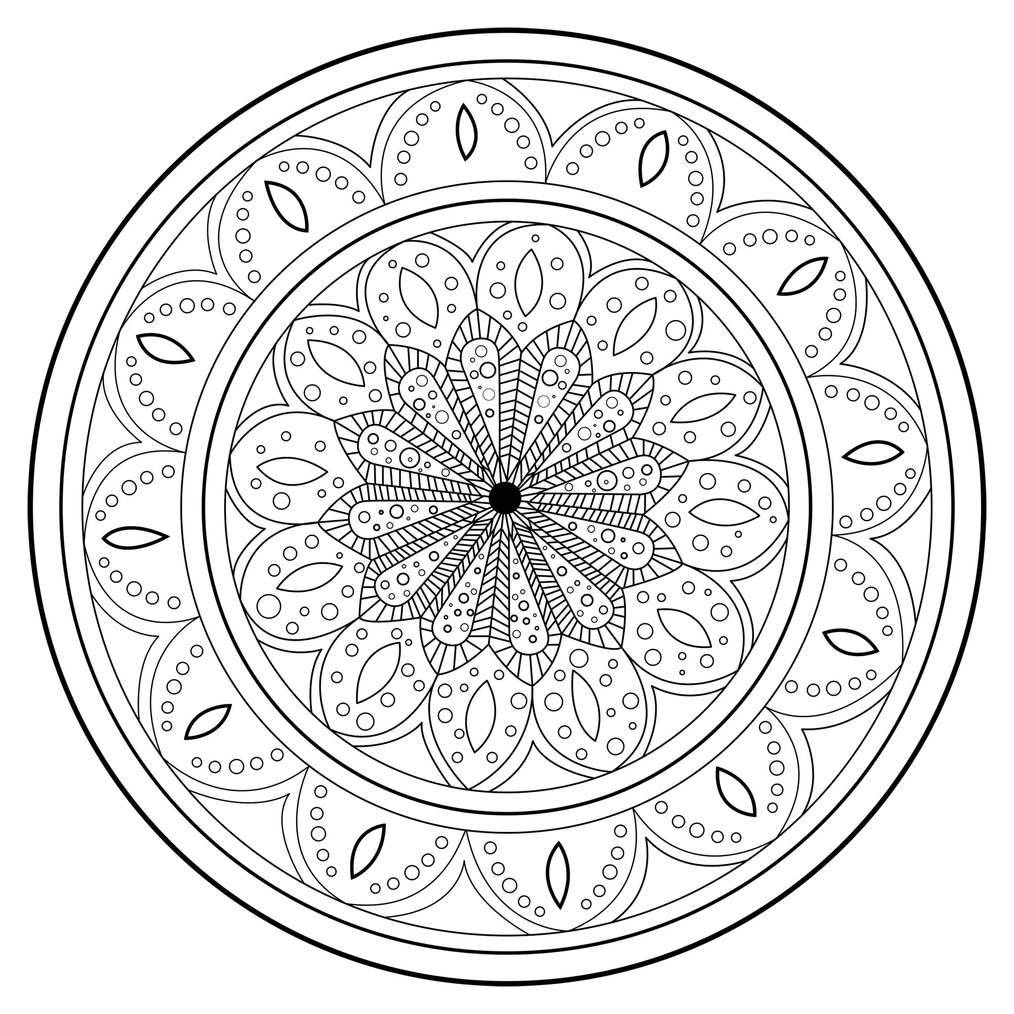 Mandala - 2 (Printable Coloring Page for adults)