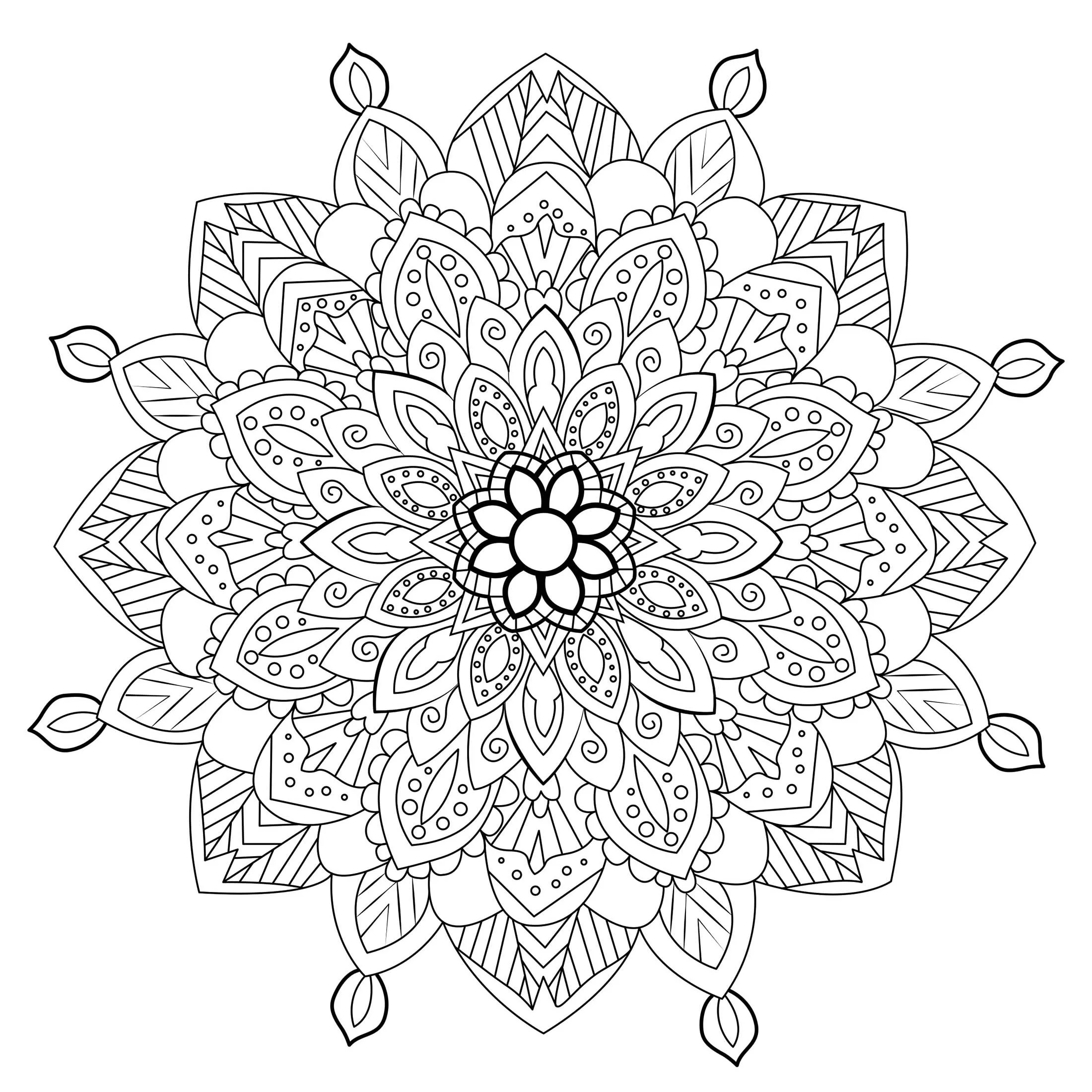 Zen & Anti-stress Mandala - 3 (Printable Coloring Page for adults)
