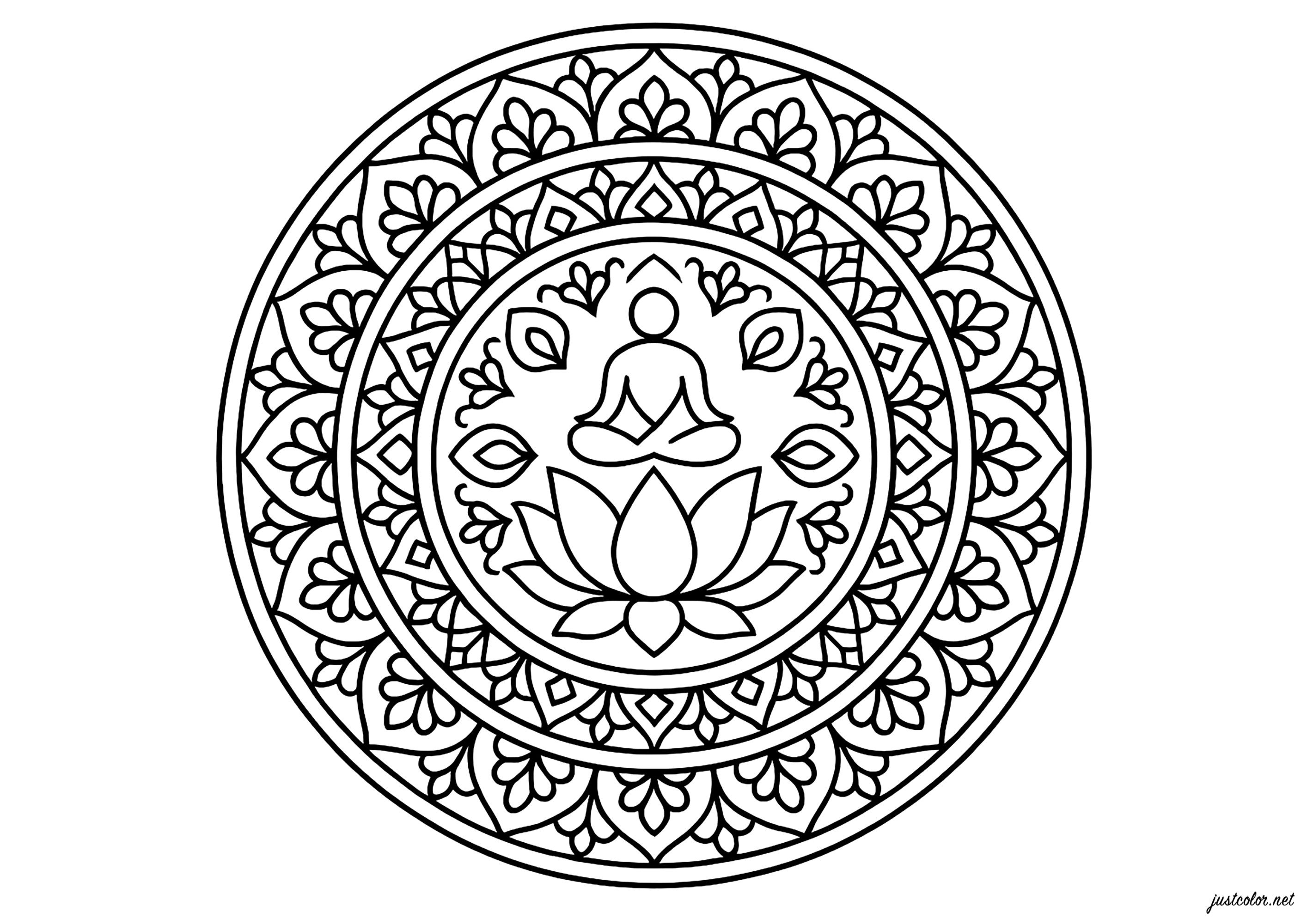 Mandala symmetry balance (Printable Coloring Page for adults)
