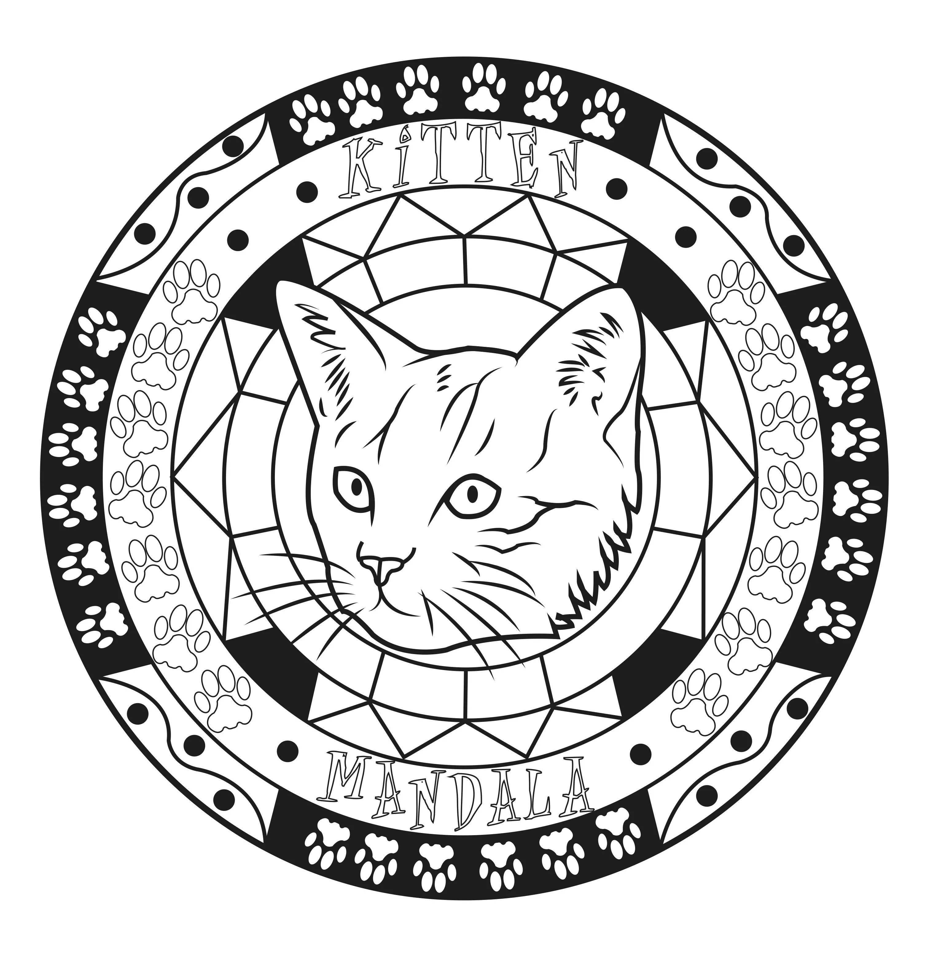 Mandala cat by allan (Printable Coloring Page for adults)