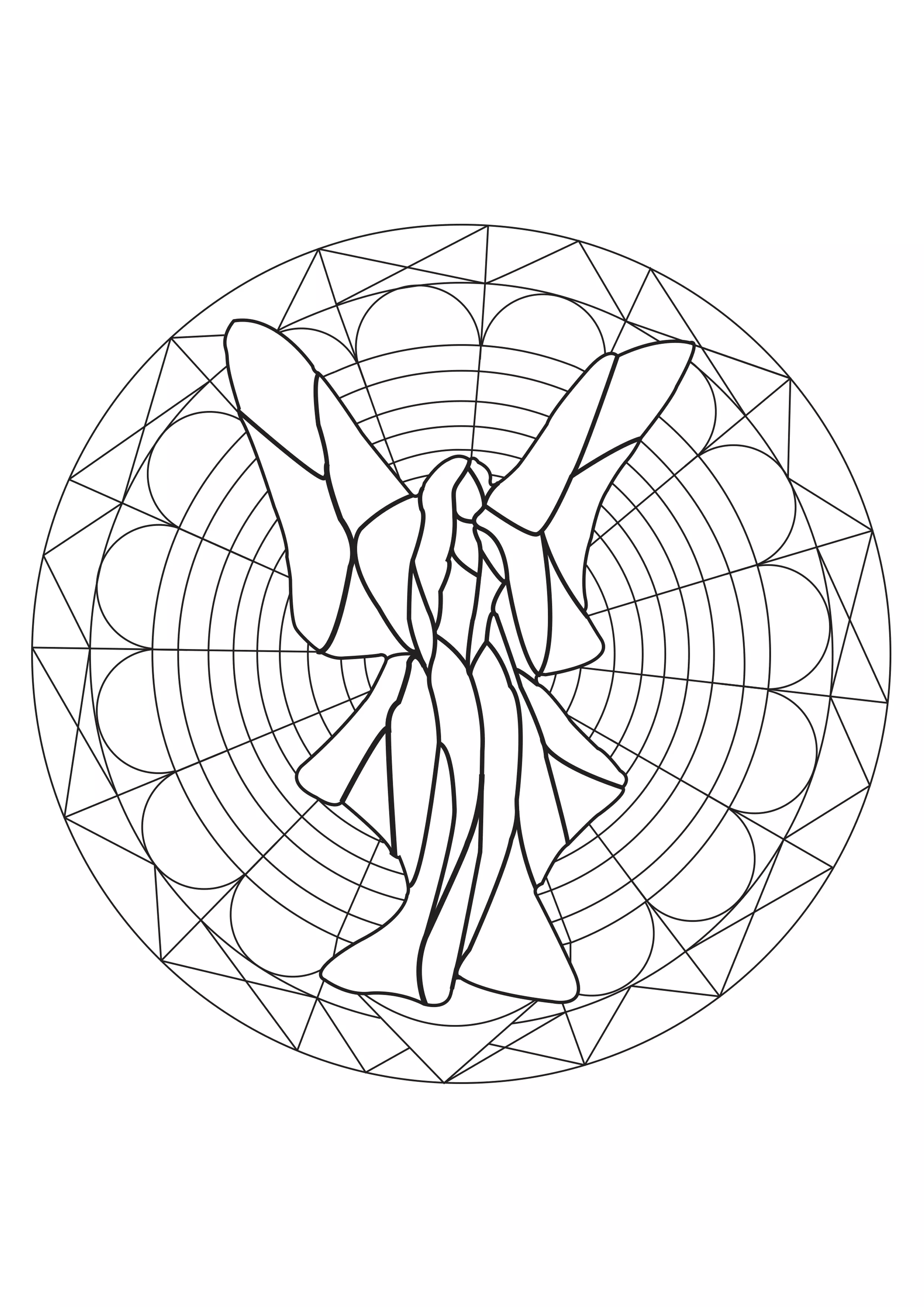 Fairy in a Mandala (Printable Coloring Page for adults)