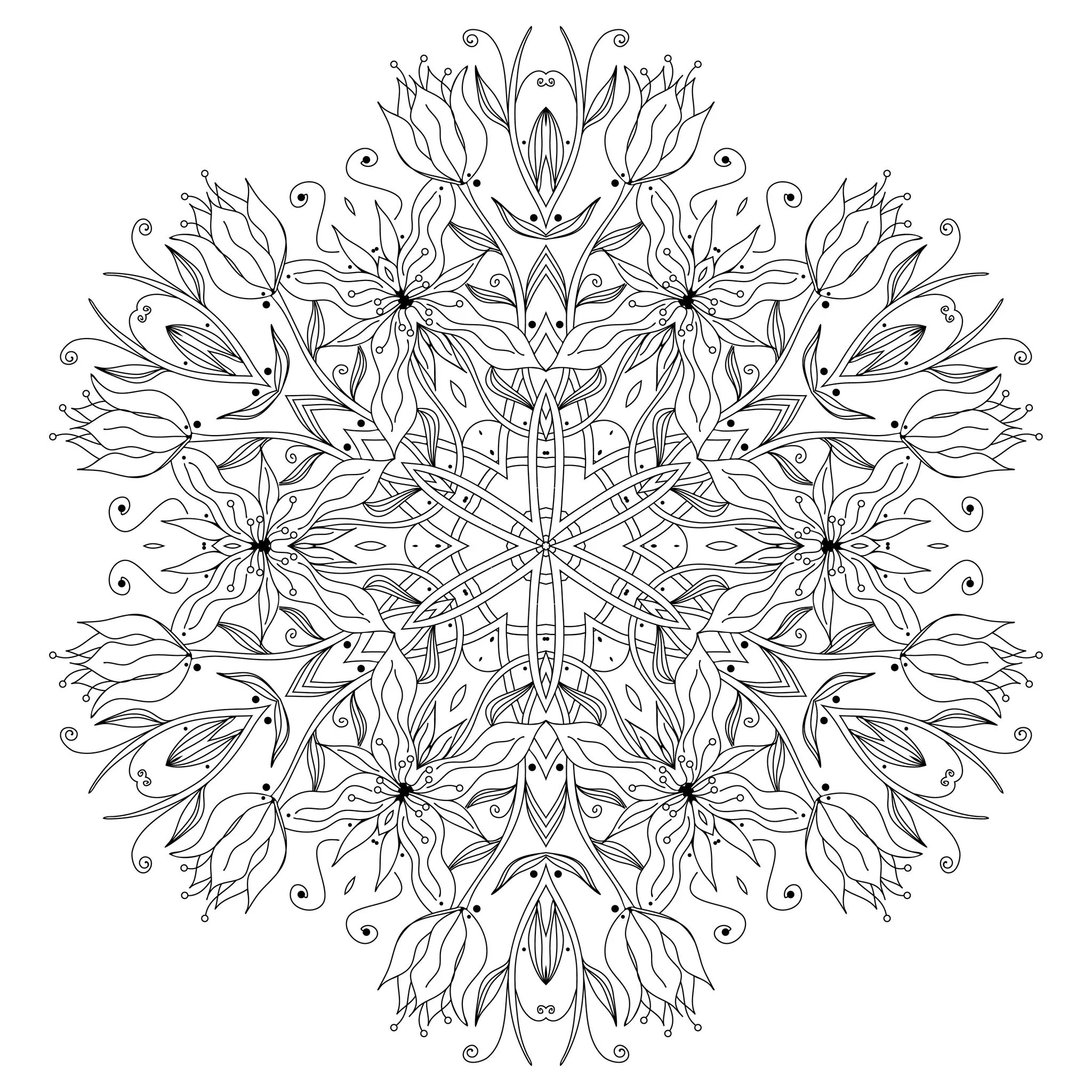 Mandala Smooth Flowers and vegetal patterns to color by Epic -22