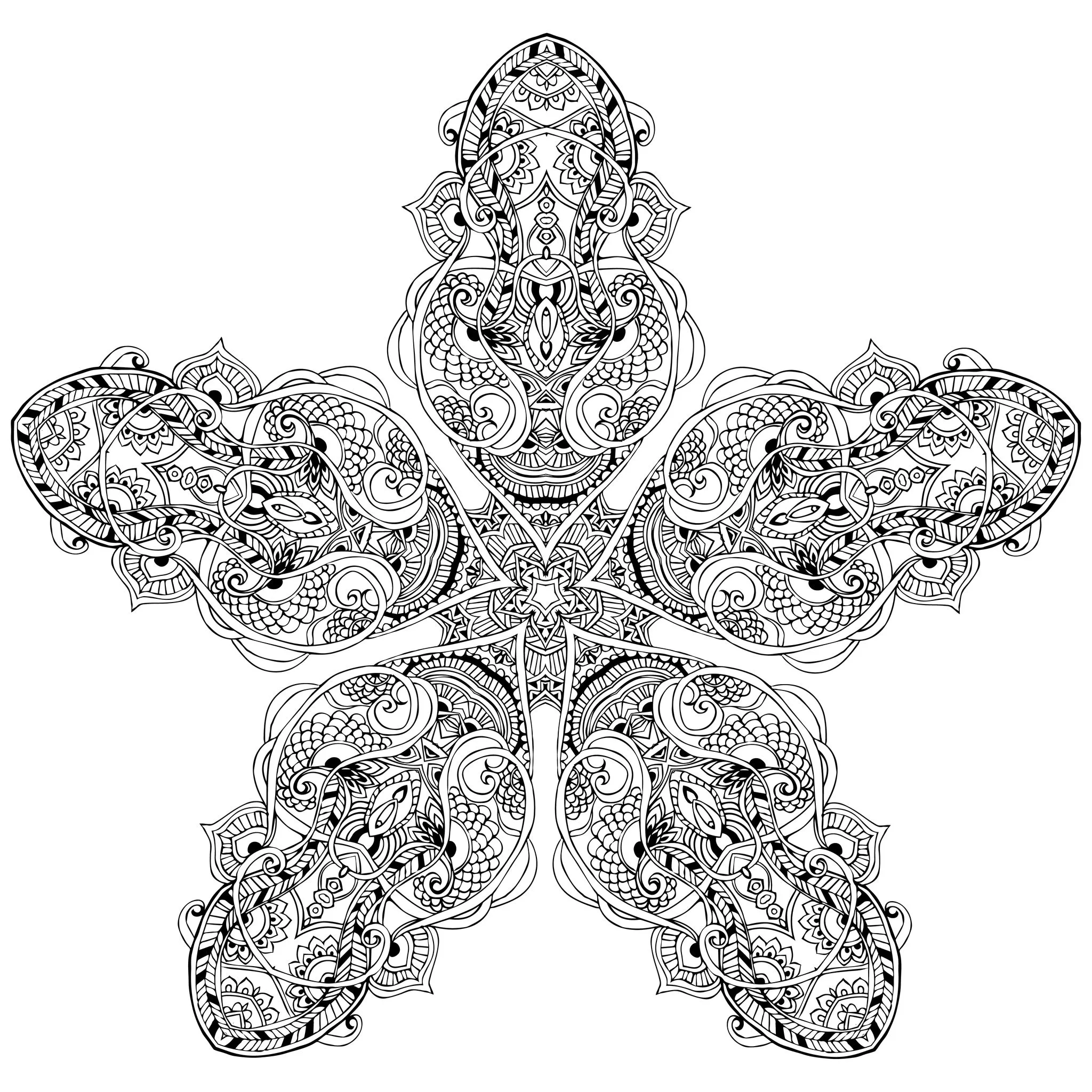 Mandala Vegetal star mandala to color by Anvino