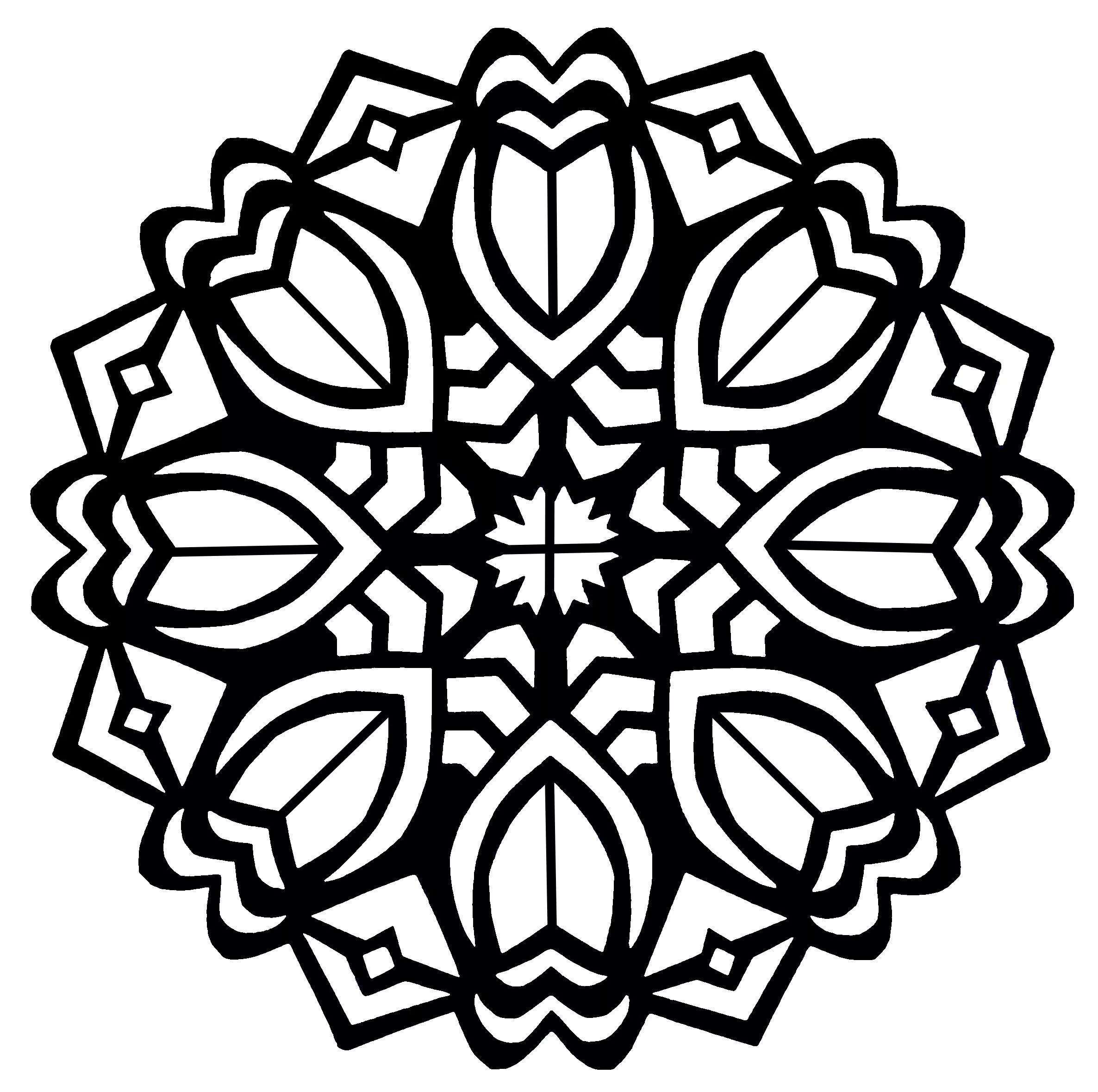 Mandala art deco flowers (Printable Coloring Page for adults)
