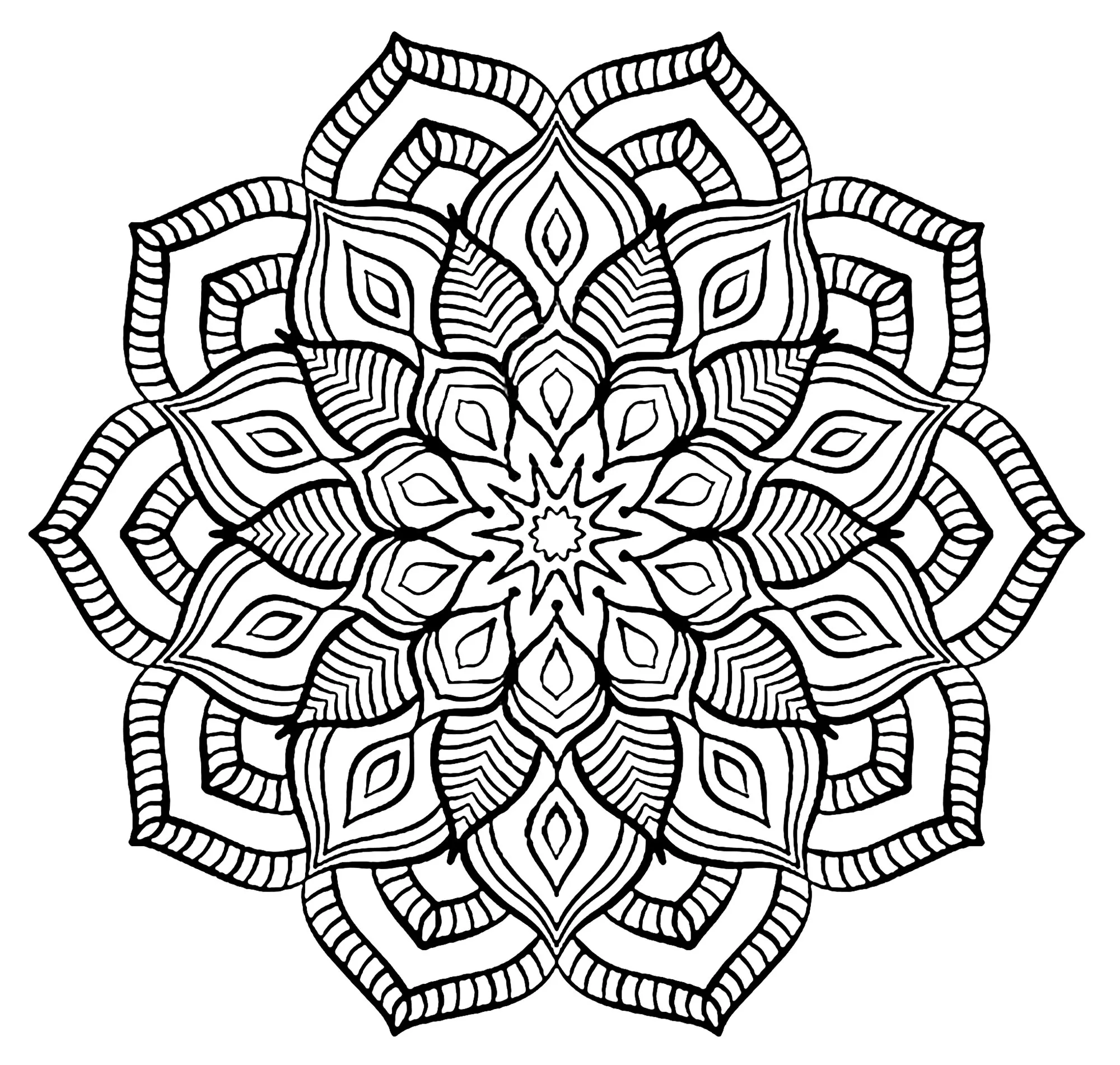 Mandala big flower (Printable Coloring Page for adults)