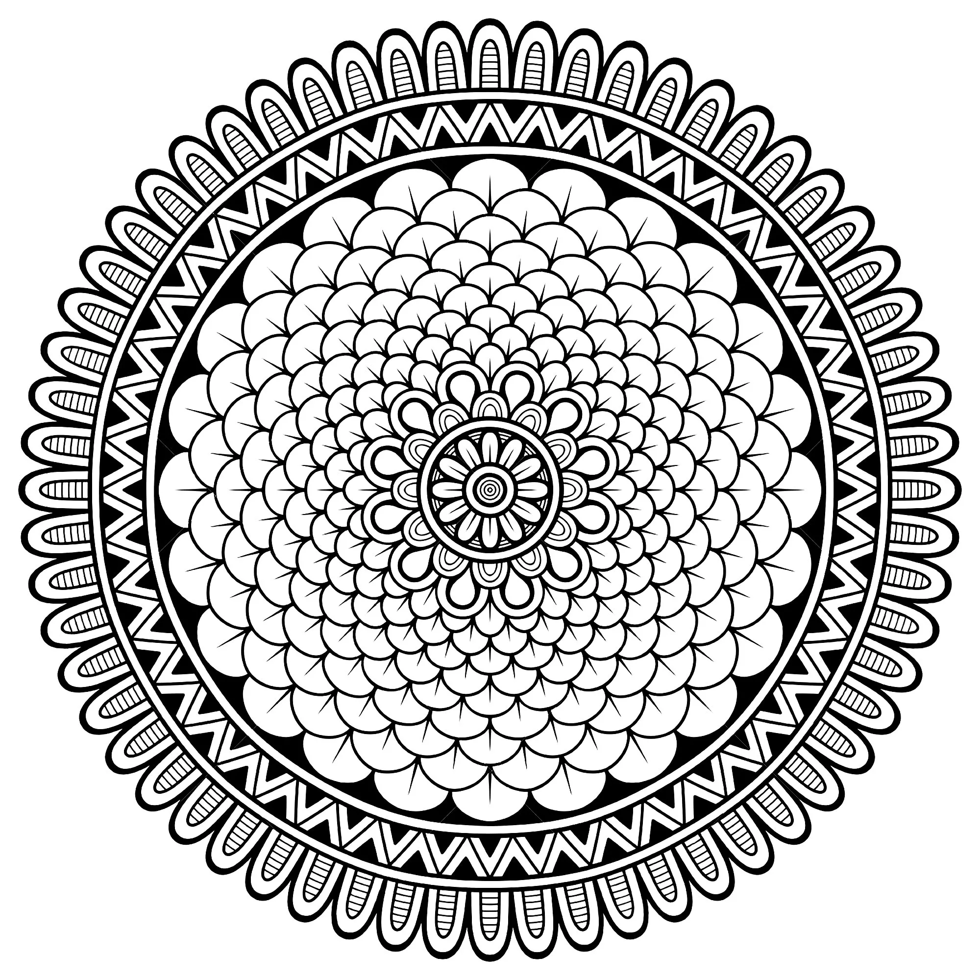 Mandala little petals (Printable Coloring Page for adults)