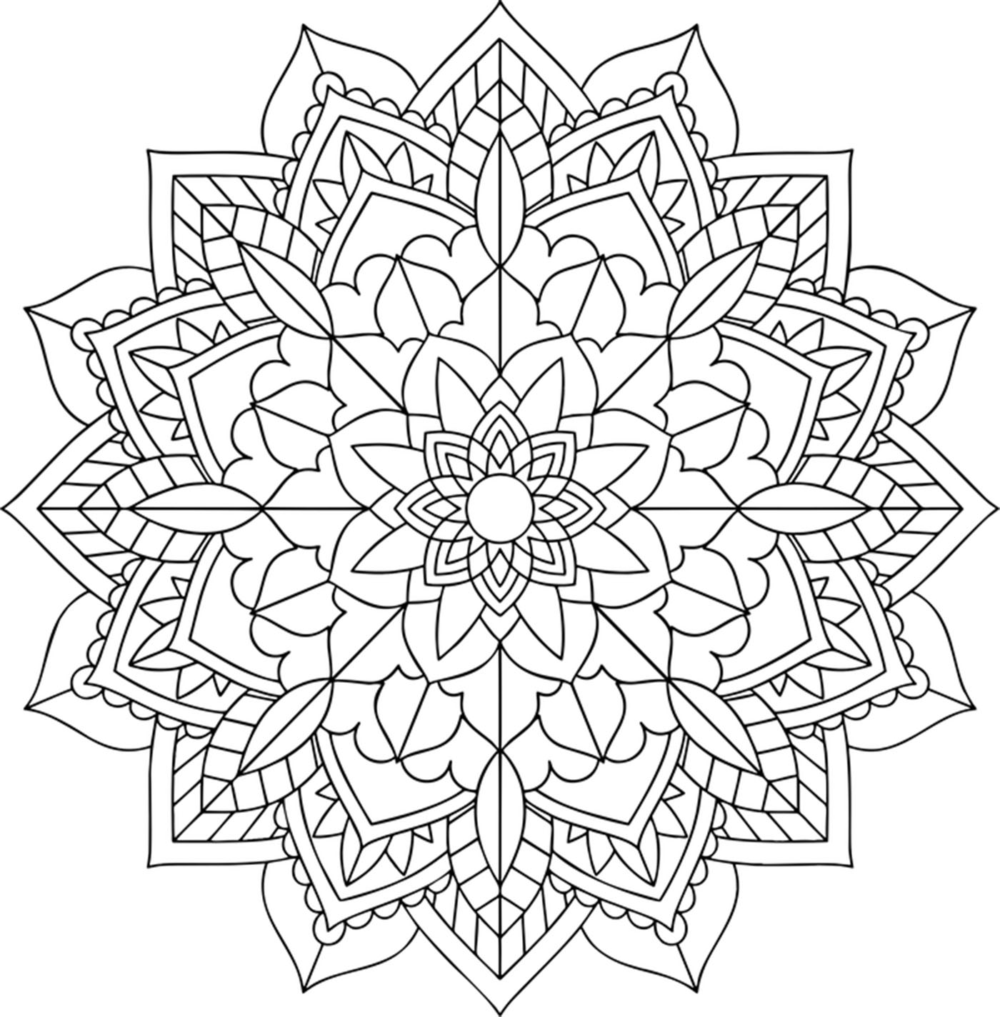 Simple Floral Mandala   Mandalas Adult Coloring Pages