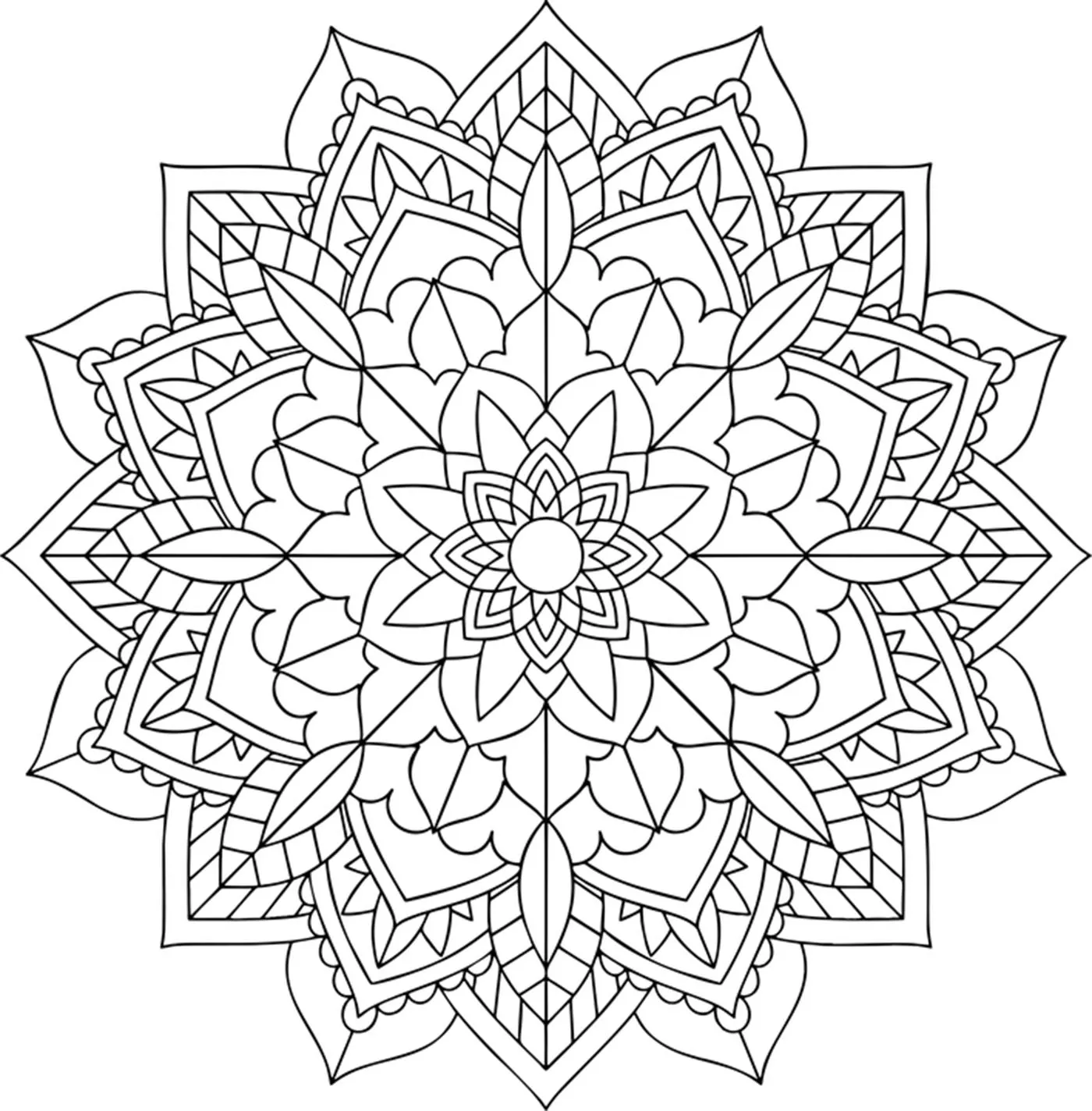 Simple Floral Mandala (Printable Coloring Page for adults)