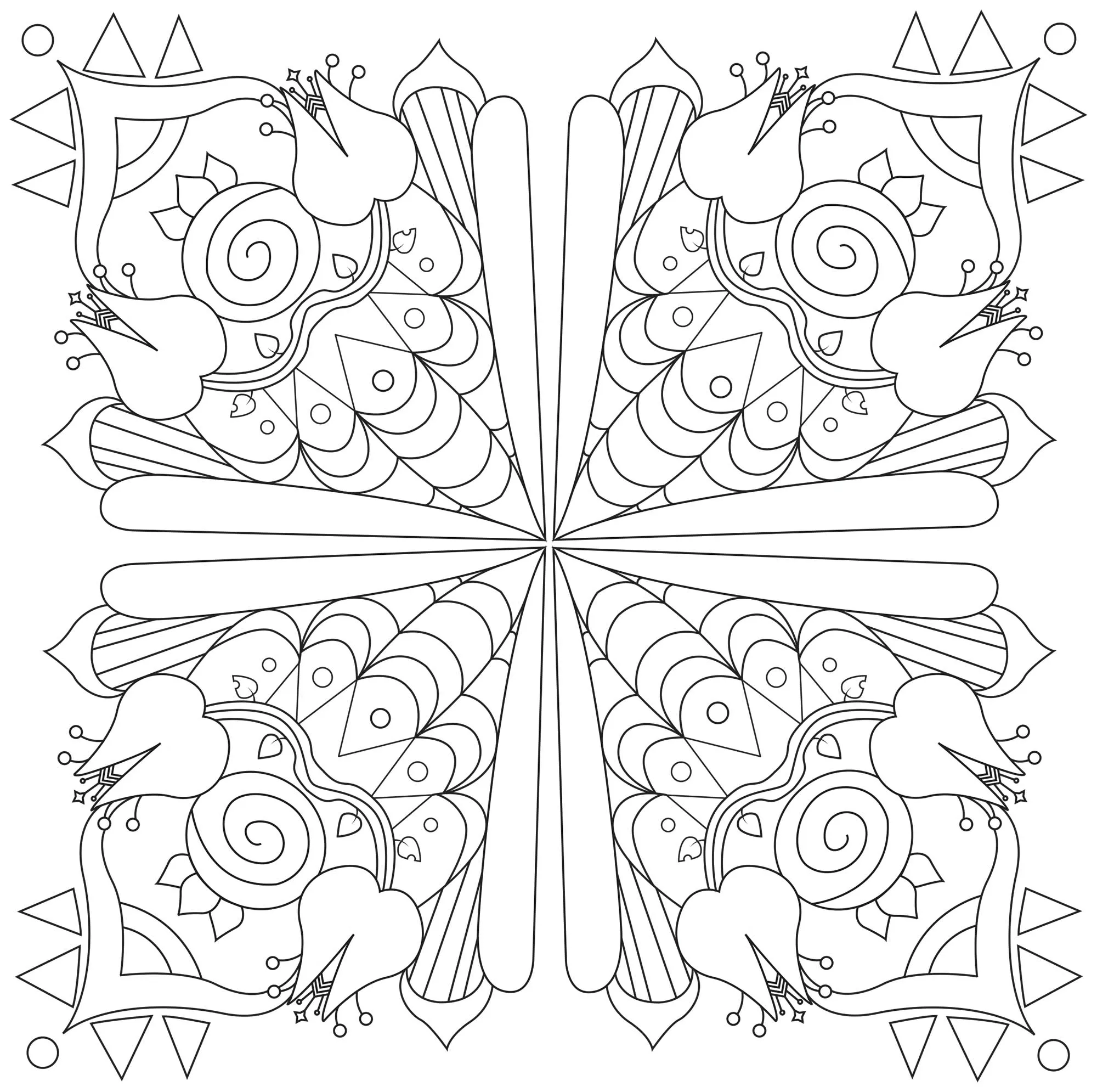 Squared flowered Mandala (Printable Coloring Page for adults)