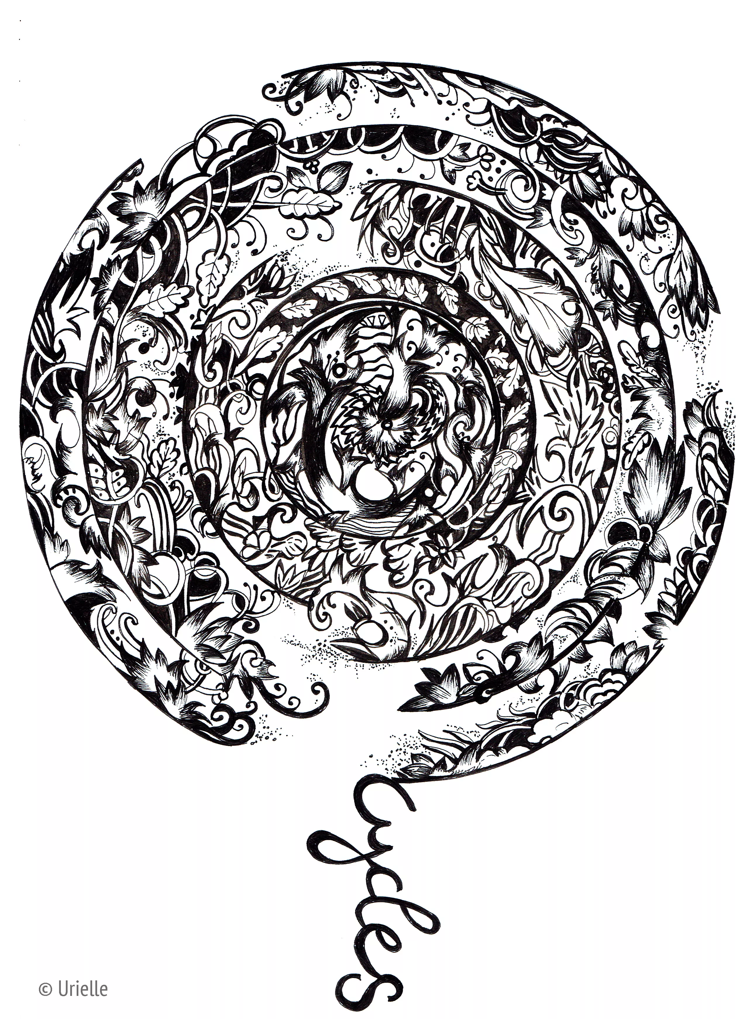 Urielle mandala cycles (Printable Coloring Page for adults)