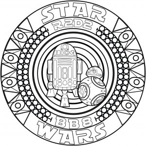 Coloring page adult mandala bb8 r2d2 by allan